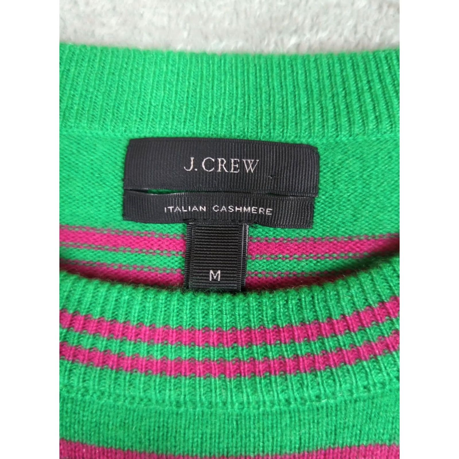 J.Crew J.CREW Italian Cashmere sweater M Multicolor Striped 3/4 Sleeve Round Neck Women Pullover, Casual, Regular Fit Size M / US 6-8 / IT 42-44 - 3 Thumbnail