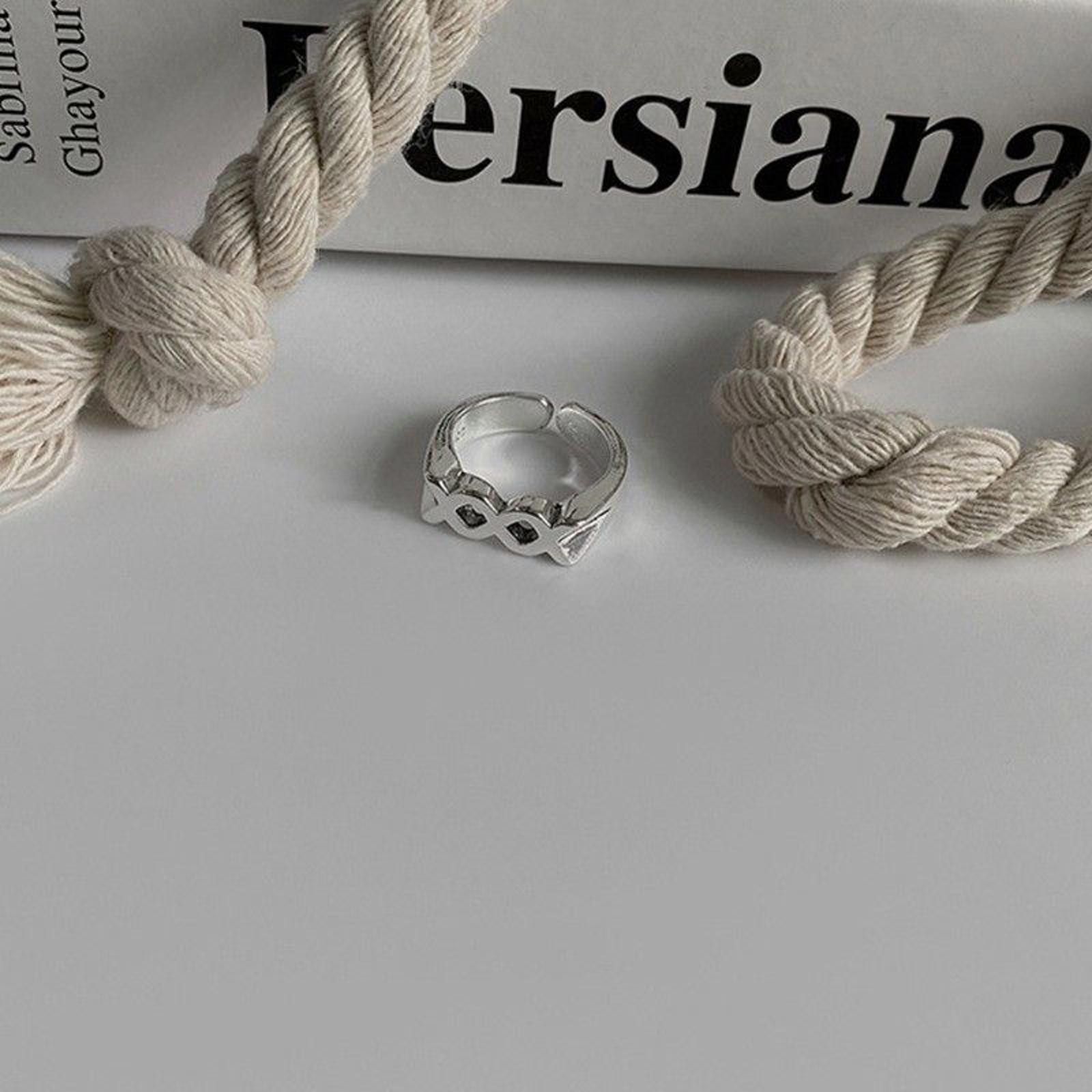 Jewelry Hollow Out Silver Ring Size ONE SIZE - 6 Thumbnail