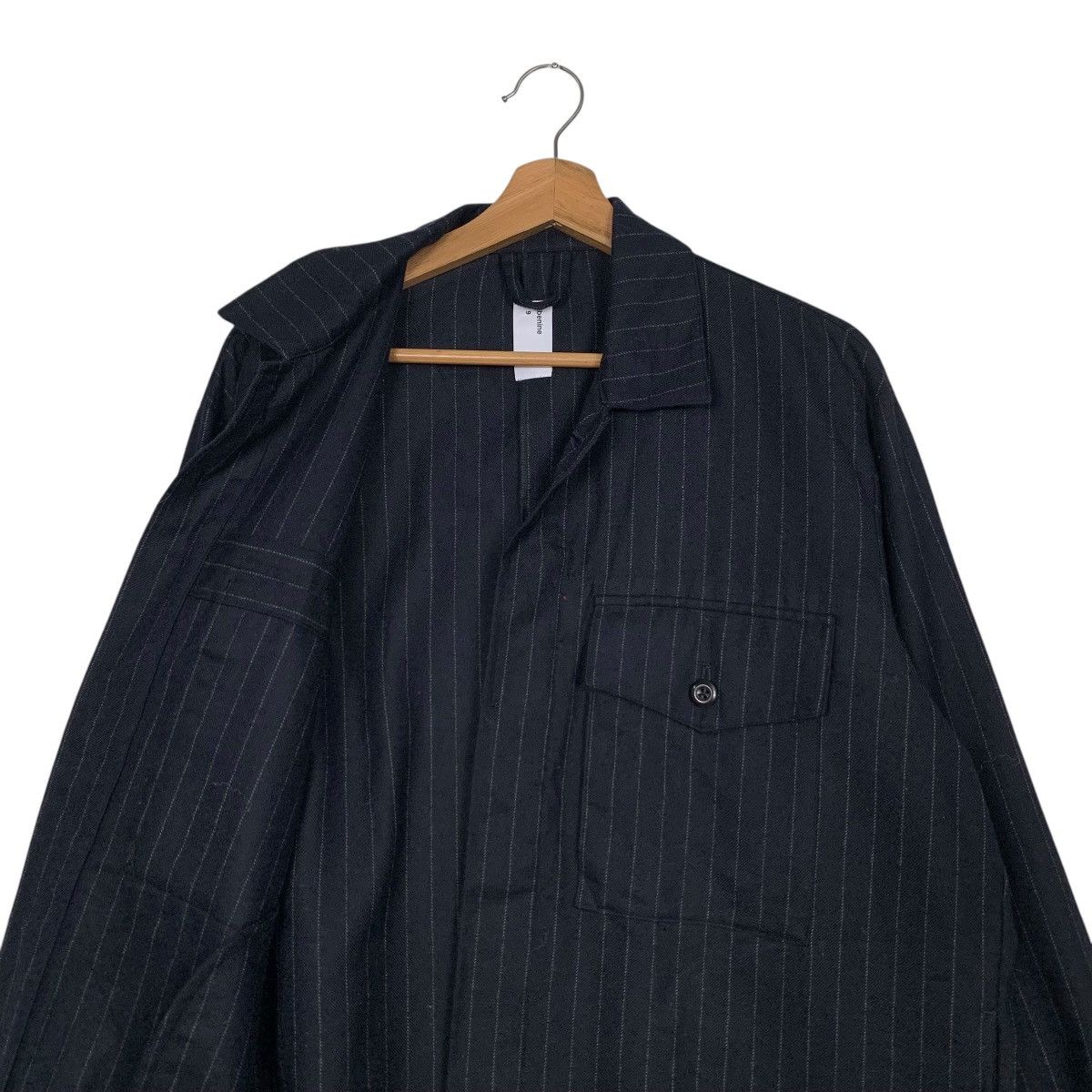 Japanese Brand BENINE Dark Blue Wool Pinstripe Jacket #2698-C121 Size US L / EU 52-54 / 3 - 10 Thumbnail