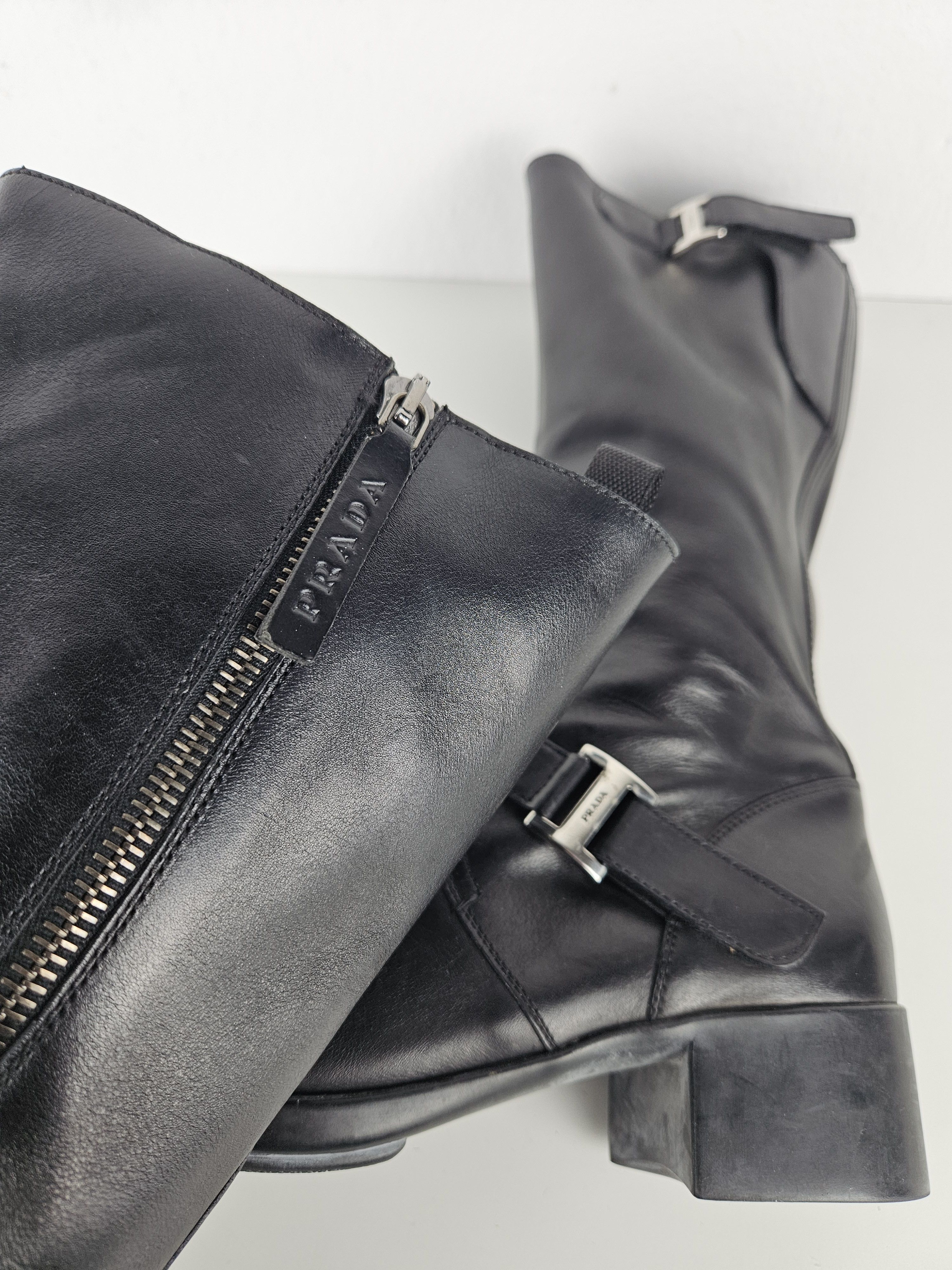 Prada Archive Prada leather buckled riding boots Size US 9 / IT 39 - 17 Thumbnail