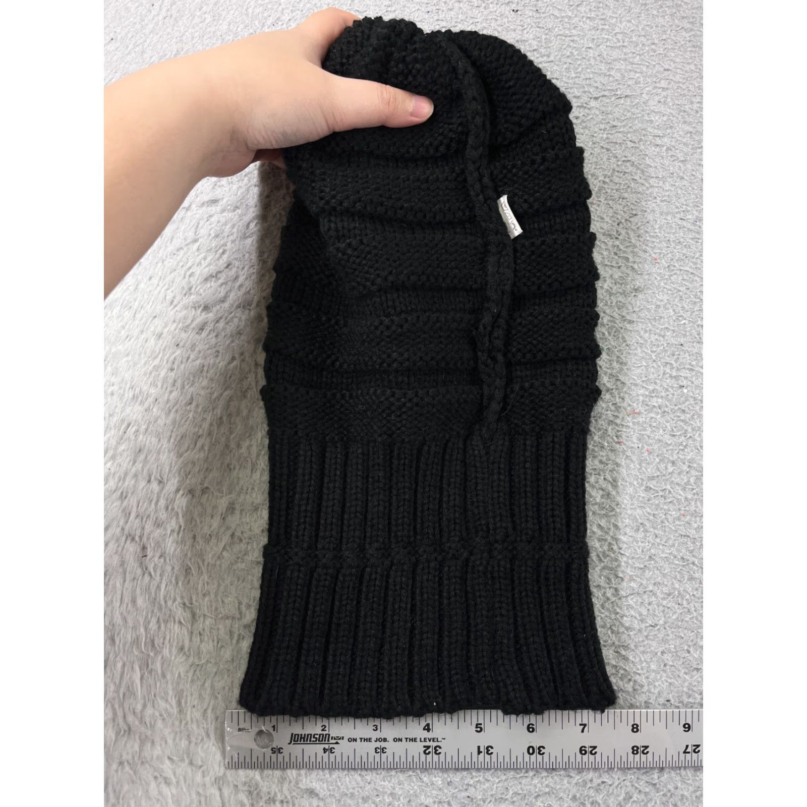 Vintage Beanie Womens Toque One Size Black Ribbed Knit 100% Acrylic Faux Fur Pom Ski Size ONE SIZE - 5 Thumbnail