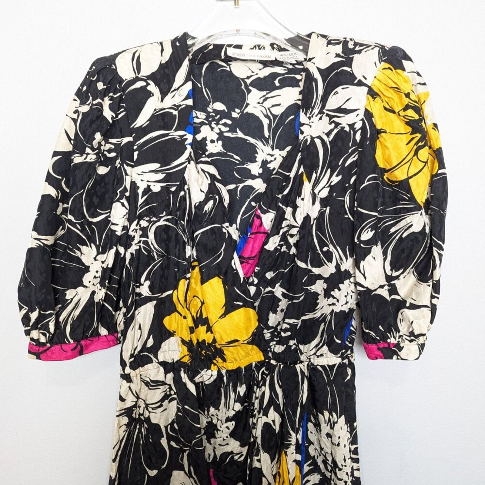 Vintage Vintage Jerri Sherman Bold Graphic Floral Print Silk Dress Size XS / US 0-2 / IT 36-38 - 10 Thumbnail