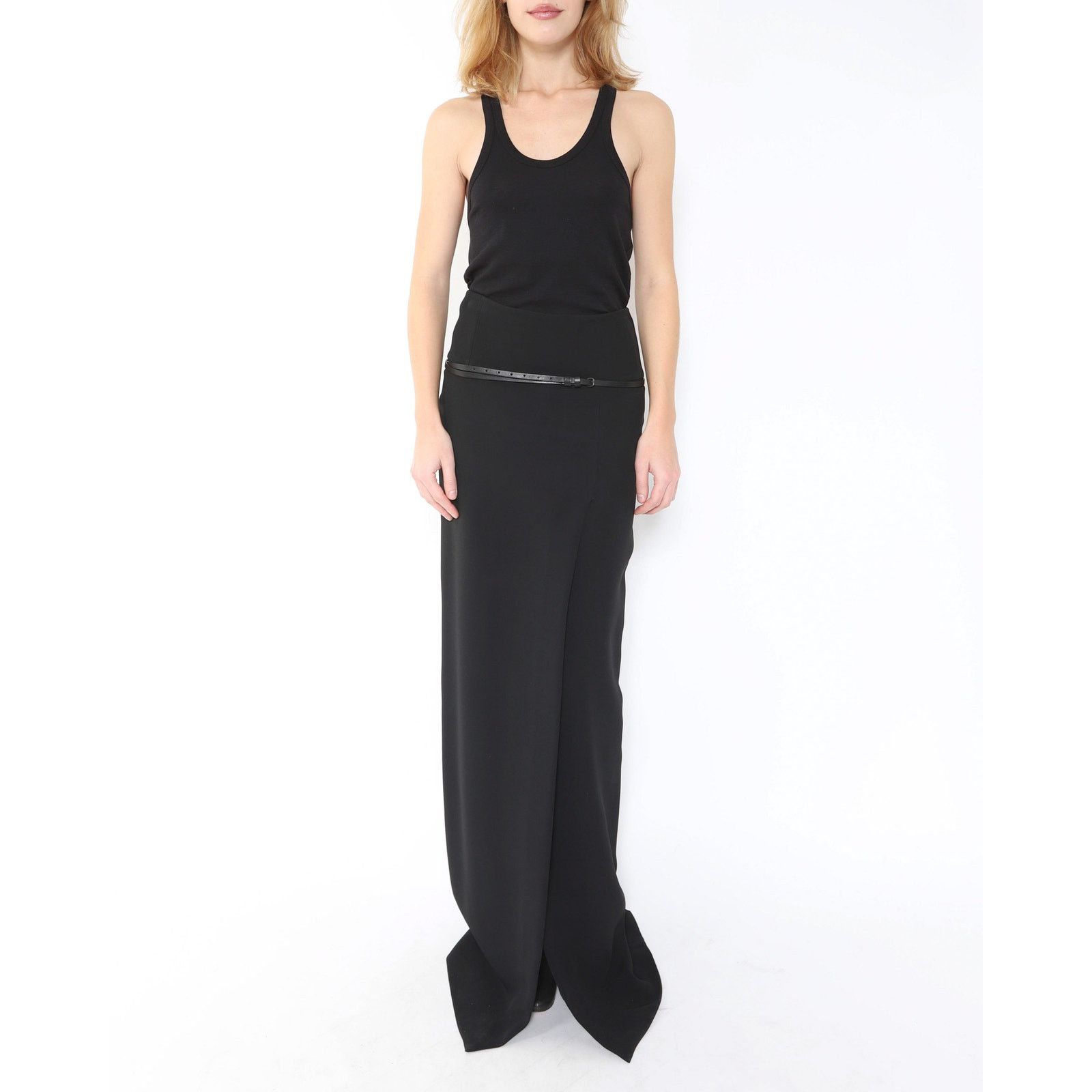 Haider Ackermann FW16 Maxi Dress with Slit in Black Viscose Size XS / US 0-2 / IT 36-38 - 6 Thumbnail