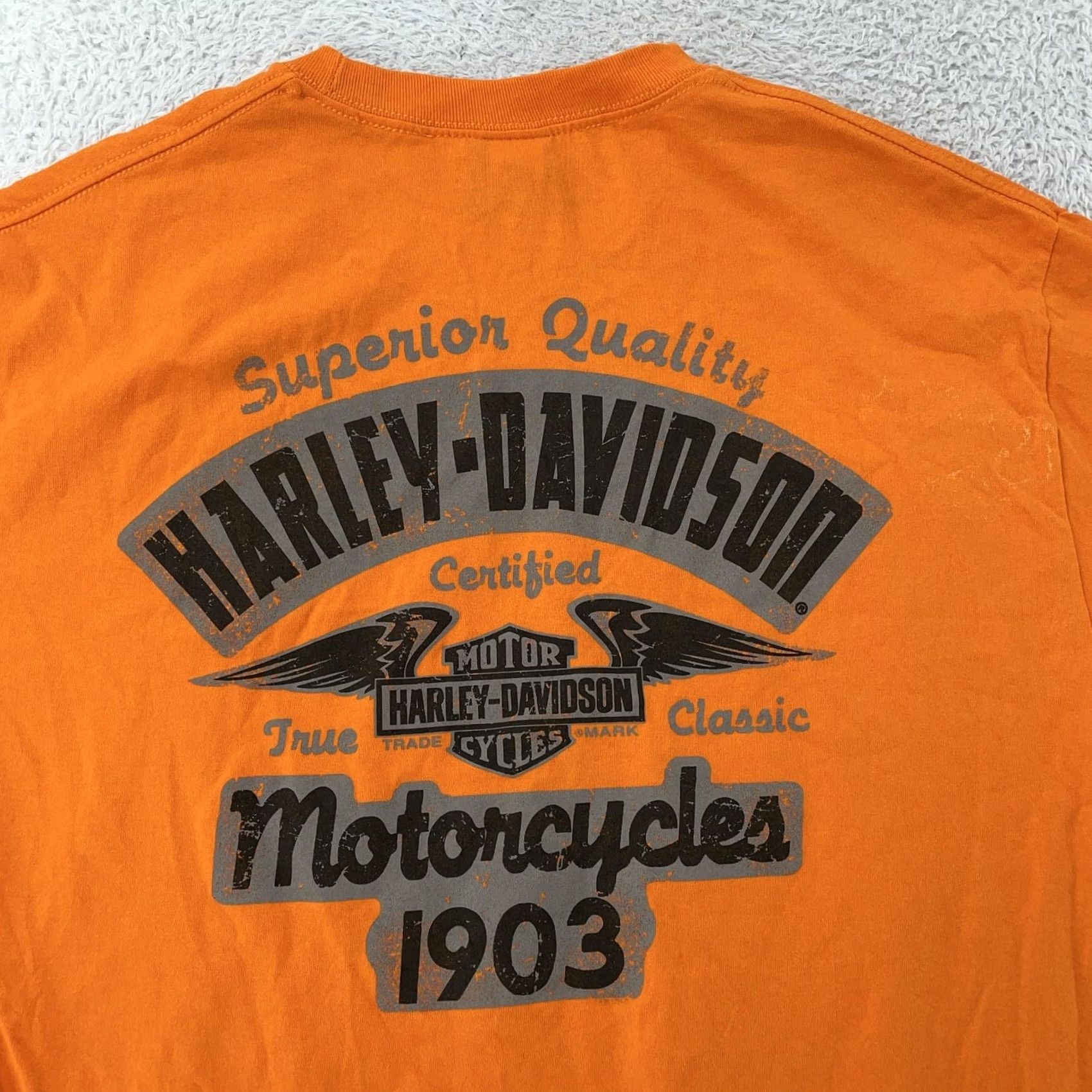 Harley Davidson Harley-Davidson T-Shirt Mens M Orange Graphic Print Crew Neck Short Sleeve Biker Motorcycle Size US M / EU 48-50 / 2 - 2 Thumbnail