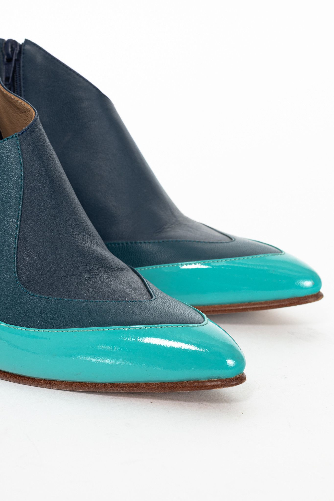 John Fluevog John Fluevog Amadeus Blue & Green Layered Leather Heels Size US 10 / IT 40 - 7 Thumbnail