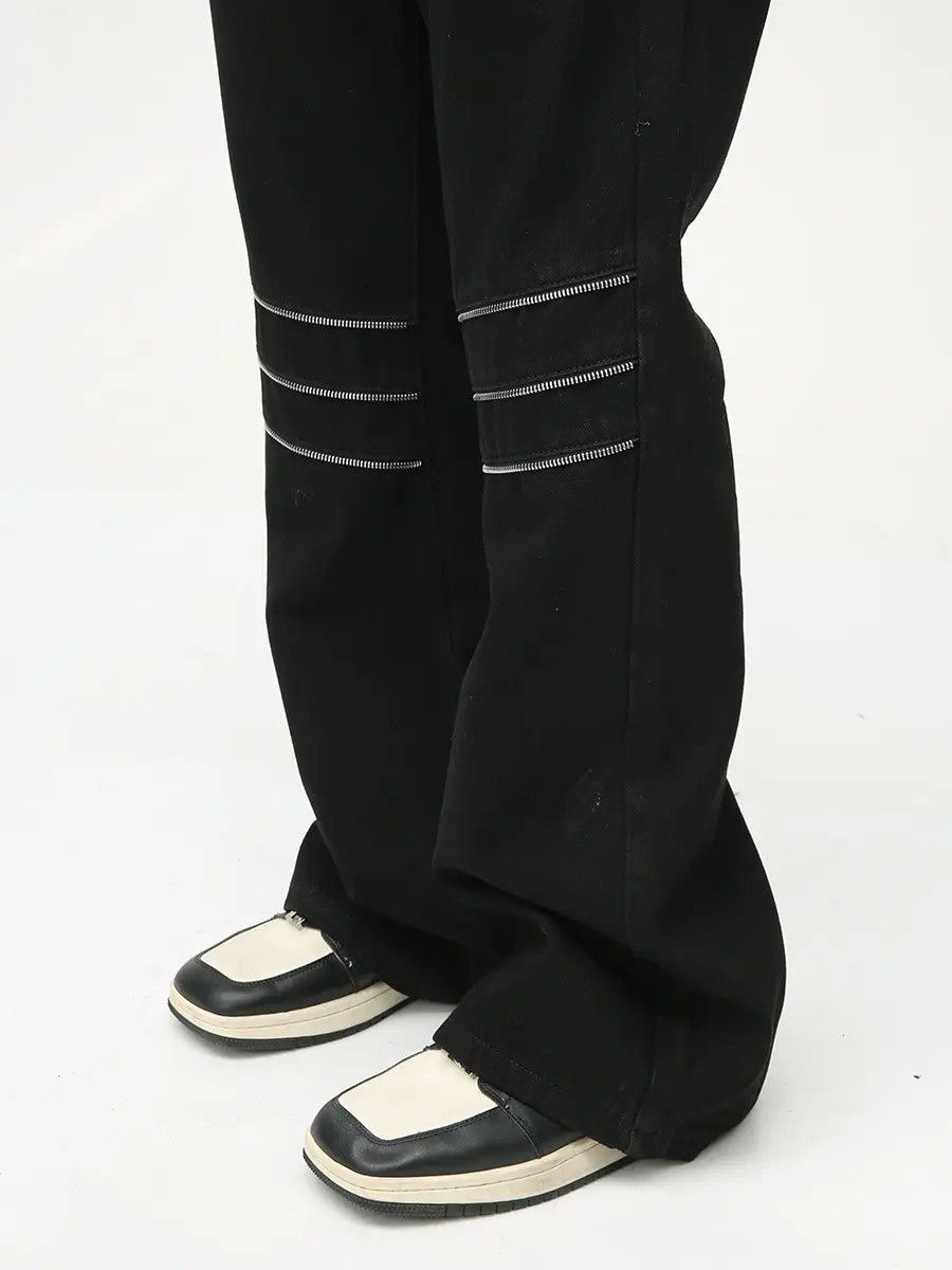 Japanese Brand Retro loose zipper patchwork jeans Size US 32 / EU 48 - 4 Thumbnail