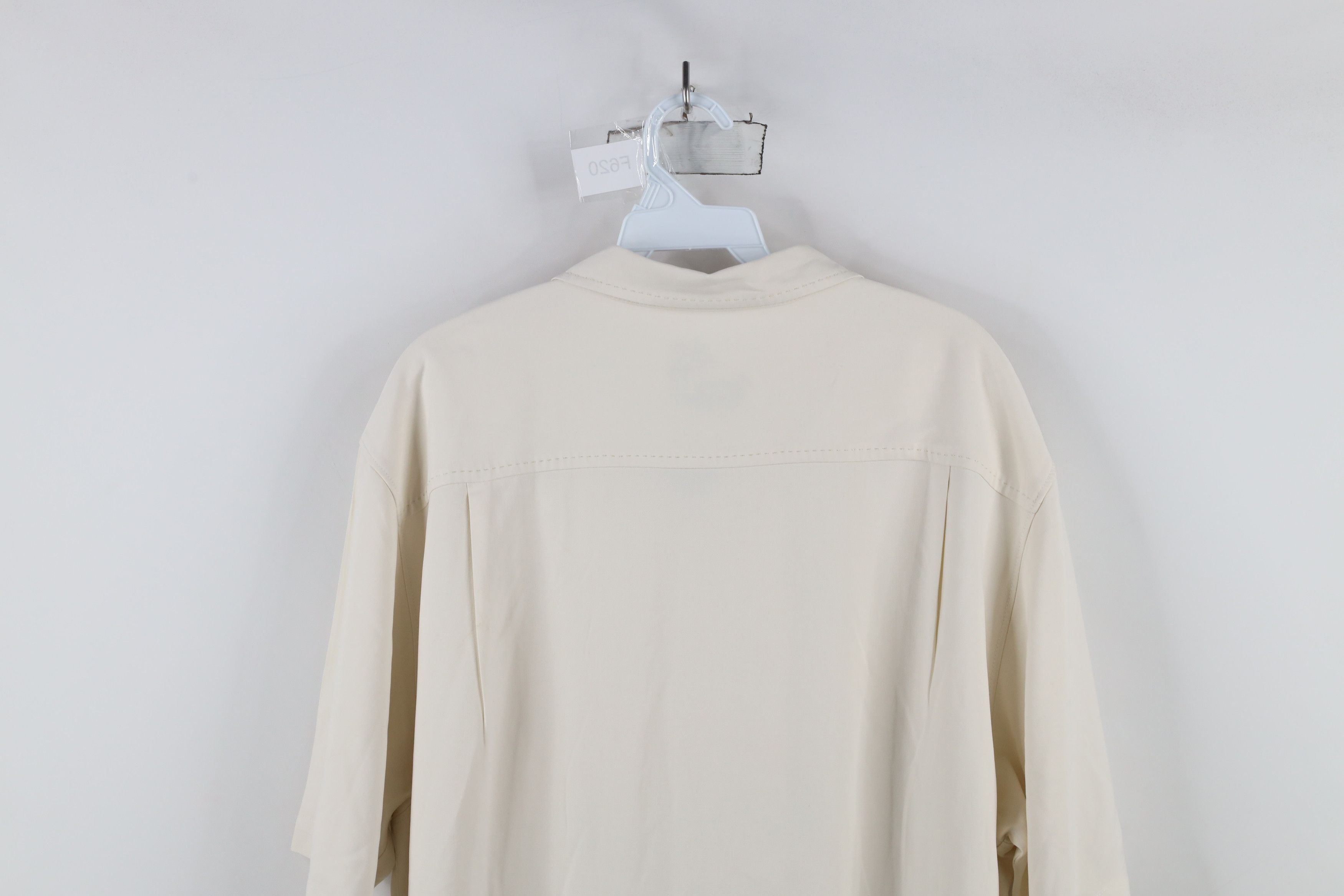 Tommy Bahama × Vintage Vintage Tommy Bahama Silk Looped Collar Button Shirt Cream Size US L / EU 52-54 / 3 - 13 Thumbnail
