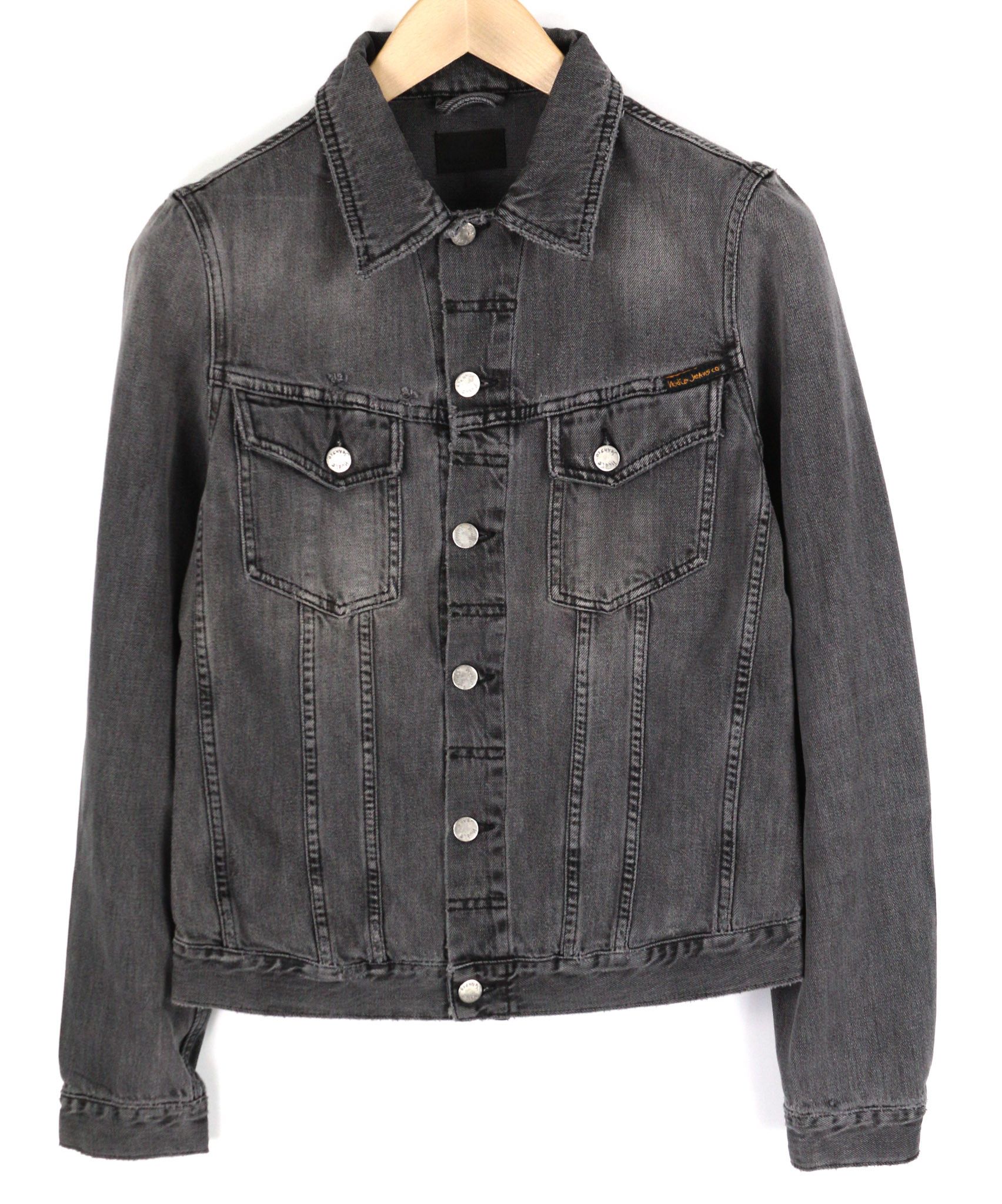 Nudie Jeans BILLY S Desolation Grey Polo Logo Patch Denim Jacket 82467 Size US S / EU 44-46 / 1 - 1 Thumbnail