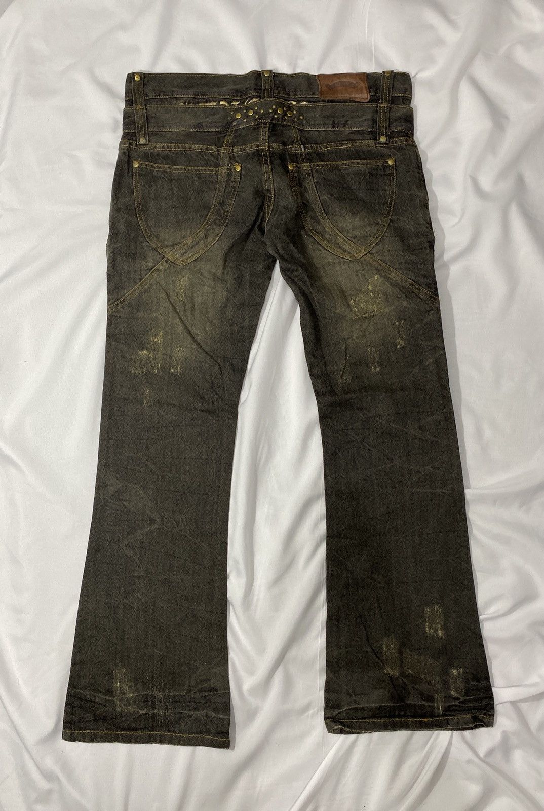 Tornado Mart Japanese Double Waist Flared Denim Pants Size US 33 - 3 Thumbnail