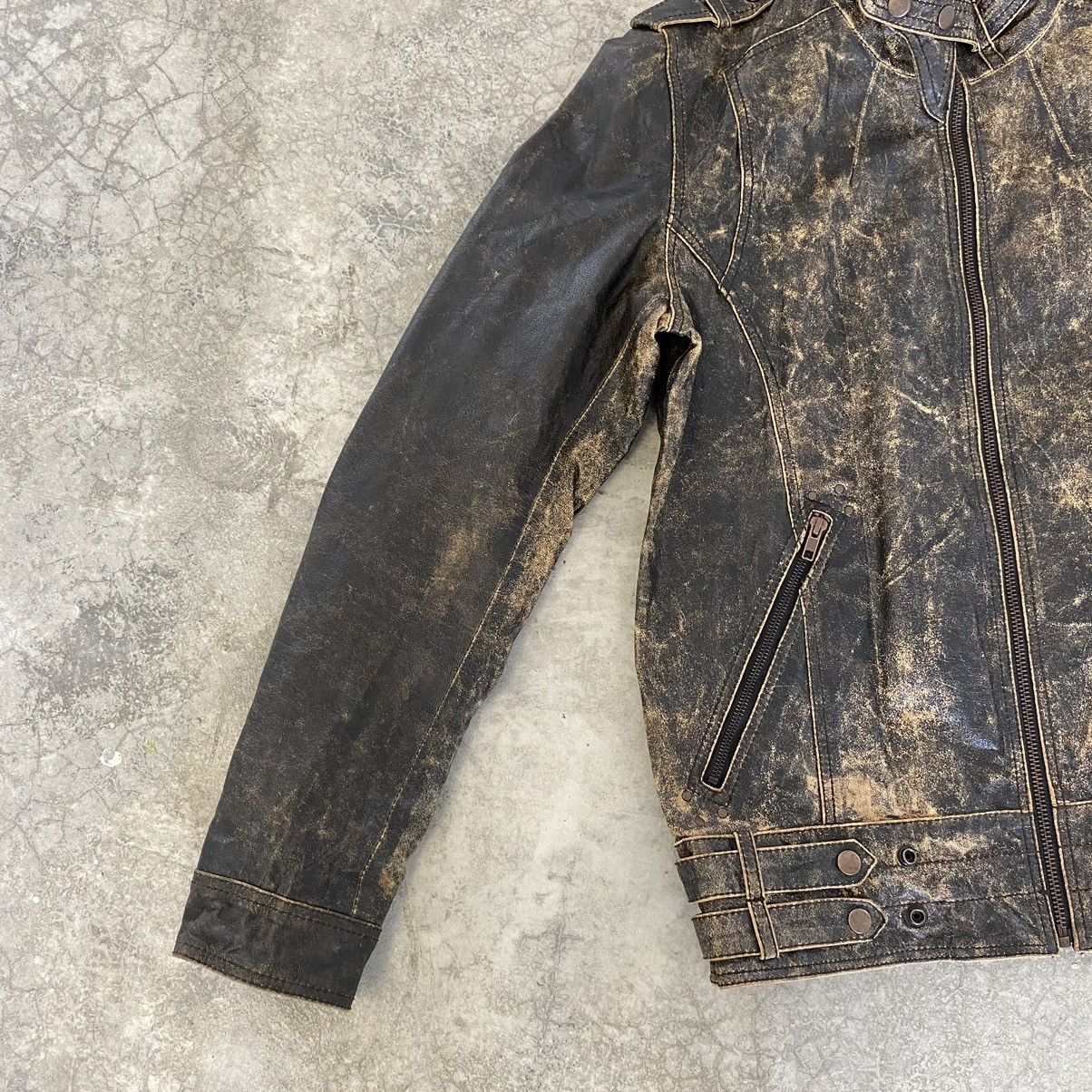 Leather Vintage Mass & Only Faded Patina Buffalo Leather Moto Jacket Size US M / EU 48-50 / 2 - 15 Thumbnail