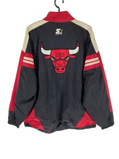 Vintage 90s Chicago Bulls Starter Jacket with Fur Lined Hood - ShopperBoard