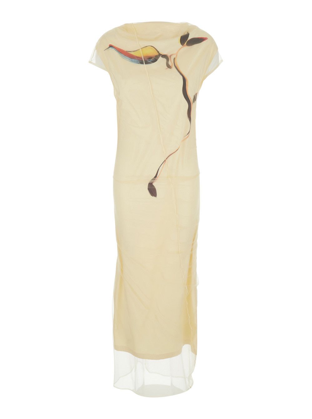 Sportmax Dress SPSVIALE Yellow with V-neck and Long Sleeves in Polyamide Women Size L / US 10 / IT 46 - 1 Thumbnail