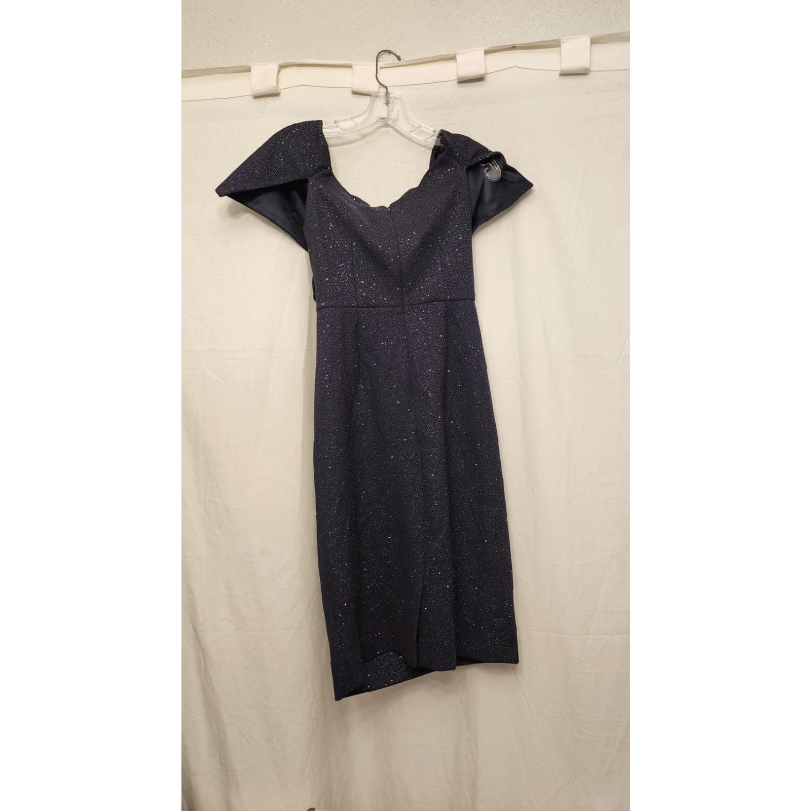 Vince Camuto Vince Camuto Dress Womens Off Shoulder Glitter Ruched Navy Party Sheath Dress Size M / US 6-8 / IT 42-44 - 7 Thumbnail