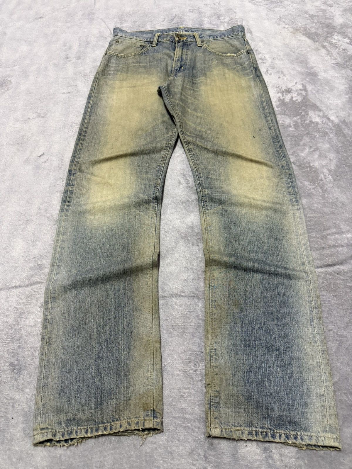 Edwin × Japanese Brand × Vintage Edwin 505 Mud Wash Selvedge Red Line Loose Straight Jeans Size US 31 - 2 Thumbnail