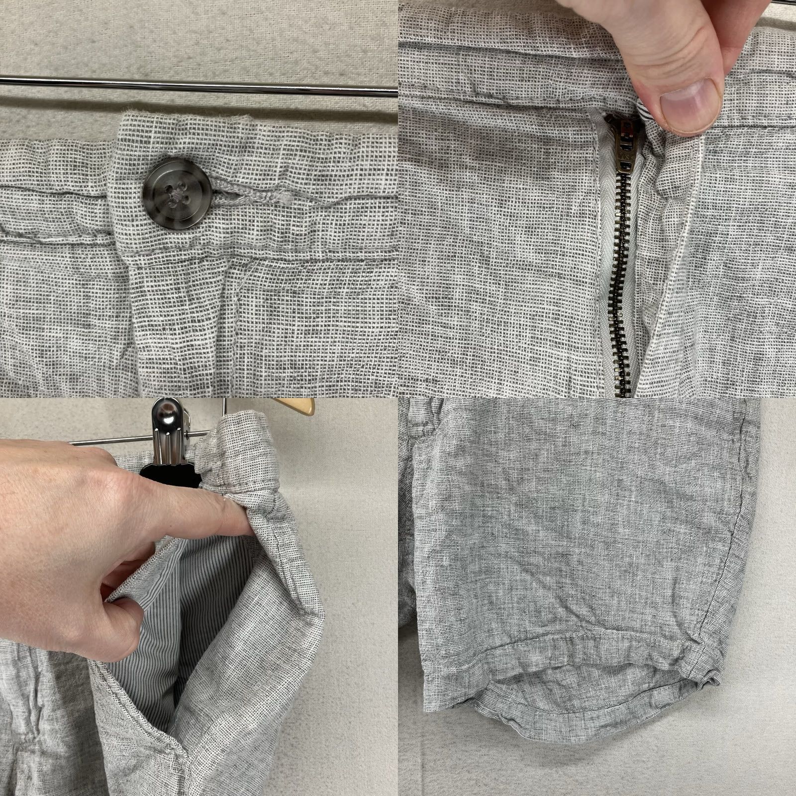 Vintage Goodfellow Men's Linen Blend Shorts Gray 38x6 Casual Chino Size US 36 / EU 52 - 8 Thumbnail