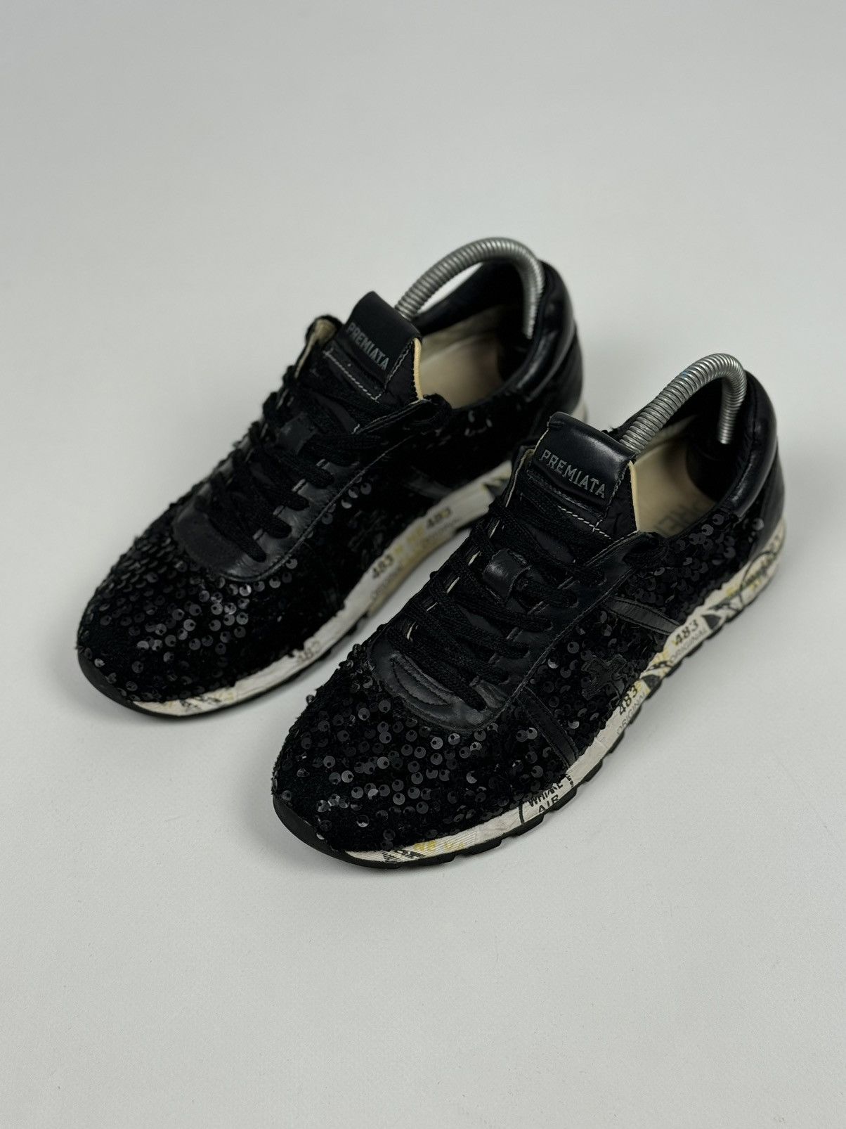 Premiata Premiata Glitter Low Top Black Sneakers Size US 8 / IT 38 - 2 Thumbnail
