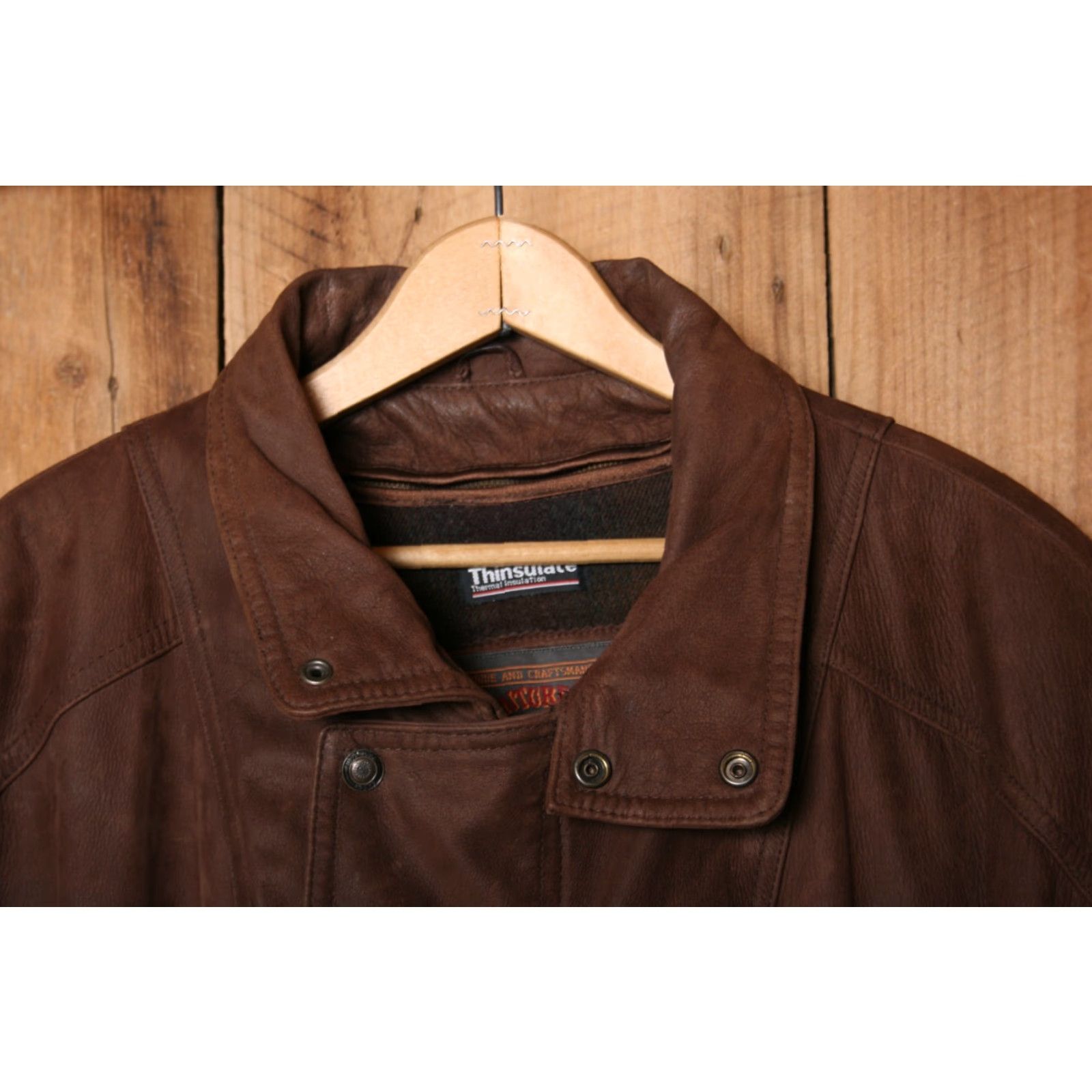 Vintage VINTAGE Wilsons Adventure Bound Leather Jacket Bomber Jacket w/ Zip-Out Liner Sz. L Brown Men Size US L / EU 52-54 / 3 - 3 Thumbnail