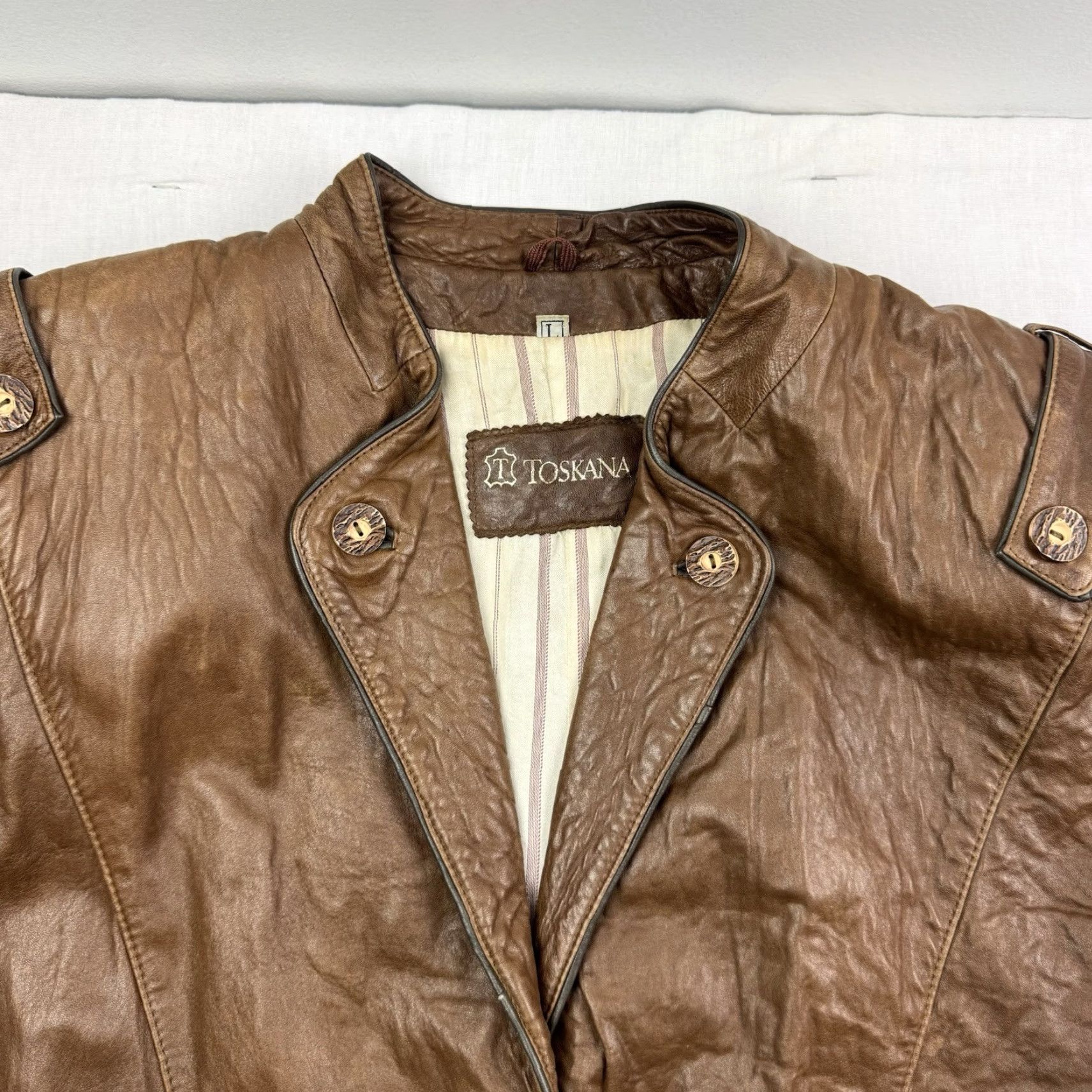 Vintage VINTAGE Toskana Leather Jacket Men Jacket L Brown Bomber 80s 90s Styled Size US L / EU 52-54 / 3 - 5 Thumbnail