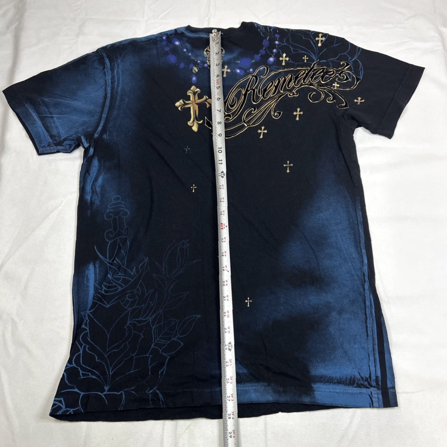 Vintage Remetee T Shirt Men’s Large Rosary Prayer Hands Skeleton Rose Cross Jesus Bead Black L Mens Size US L / EU 52-54 / 3 - 5 Thumbnail