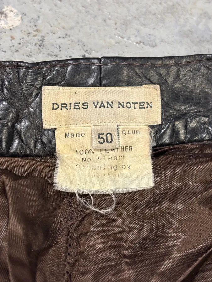 Dries Van Noten 2000s Dries Van Noten Black Eroded Leather Pants Size US 32 / EU 48 - 9 Thumbnail