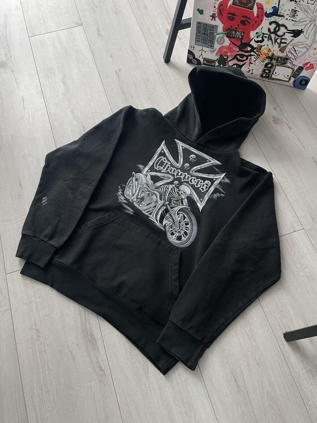Vintage Vintage Choppers 00’s Biker Black Hoodie Printed Y2K RARE Size US S / EU 44-46 / 1 - 2 Thumbnail