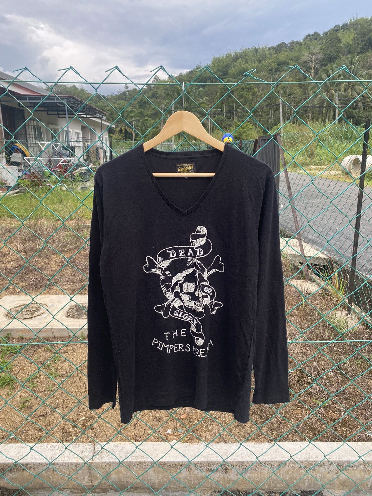 Japanese Brand Nashdulek The Pimpers Dream Embroidery Vneck Tee Size L / US 10 / IT 46 - 1 Thumbnail