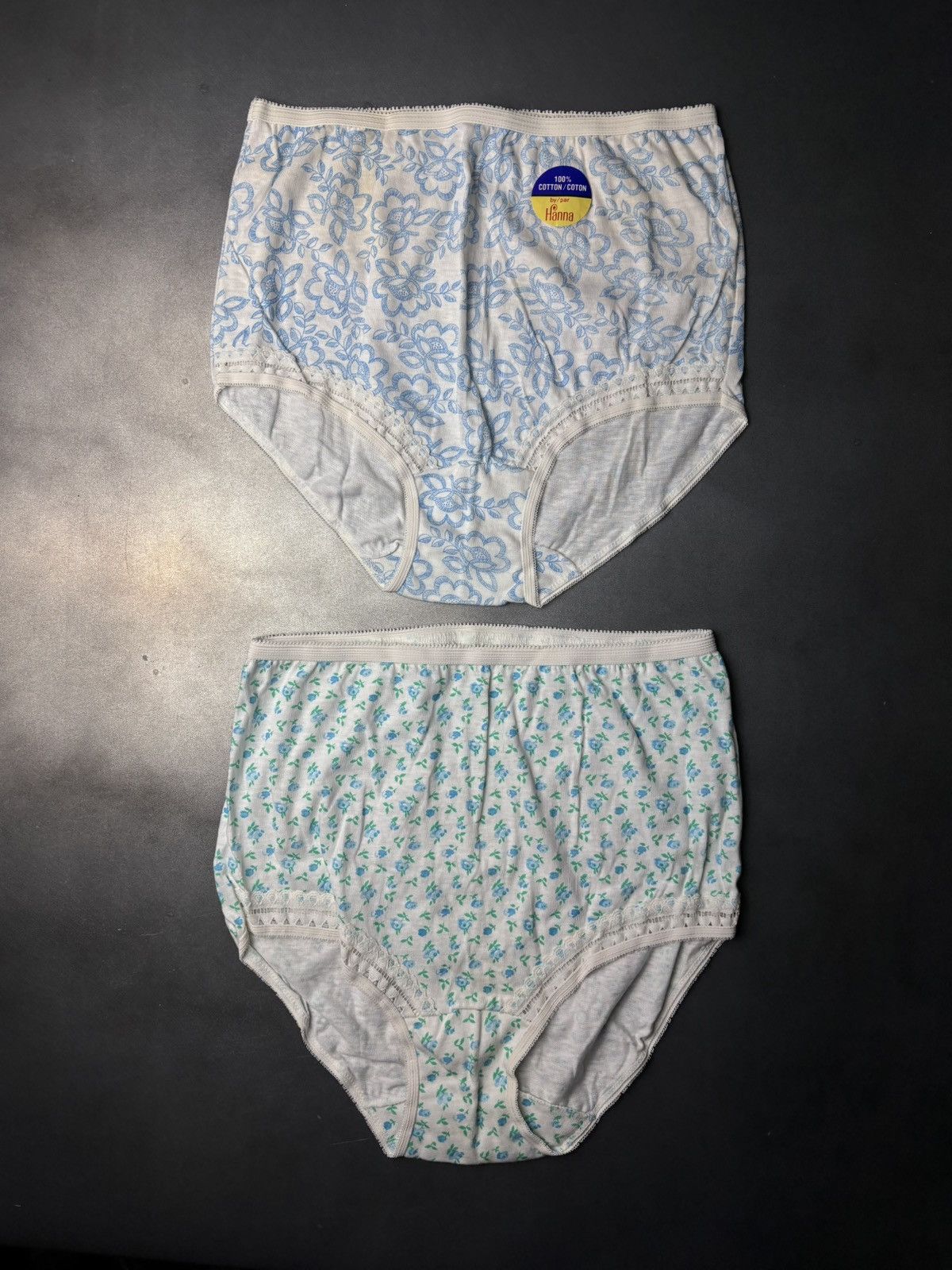 Vintage 2 Pairs of 1970s Floral Granny Panties Hanna Underwear High Size ONE SIZE - 14 Thumbnail