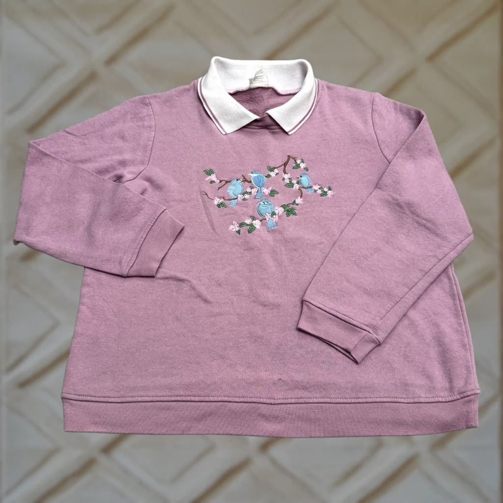 Pinko Adrian Whitfield Embroidered Pullover Sweatshirt Womens Large Petite Pink Collar Size L / US 10 / IT 46 - 1 Thumbnail