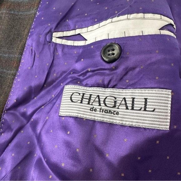 Other CHAGALL De France 100% Wool Brown Plaid Men's Blazer - Class Size 50L - 7 Thumbnail