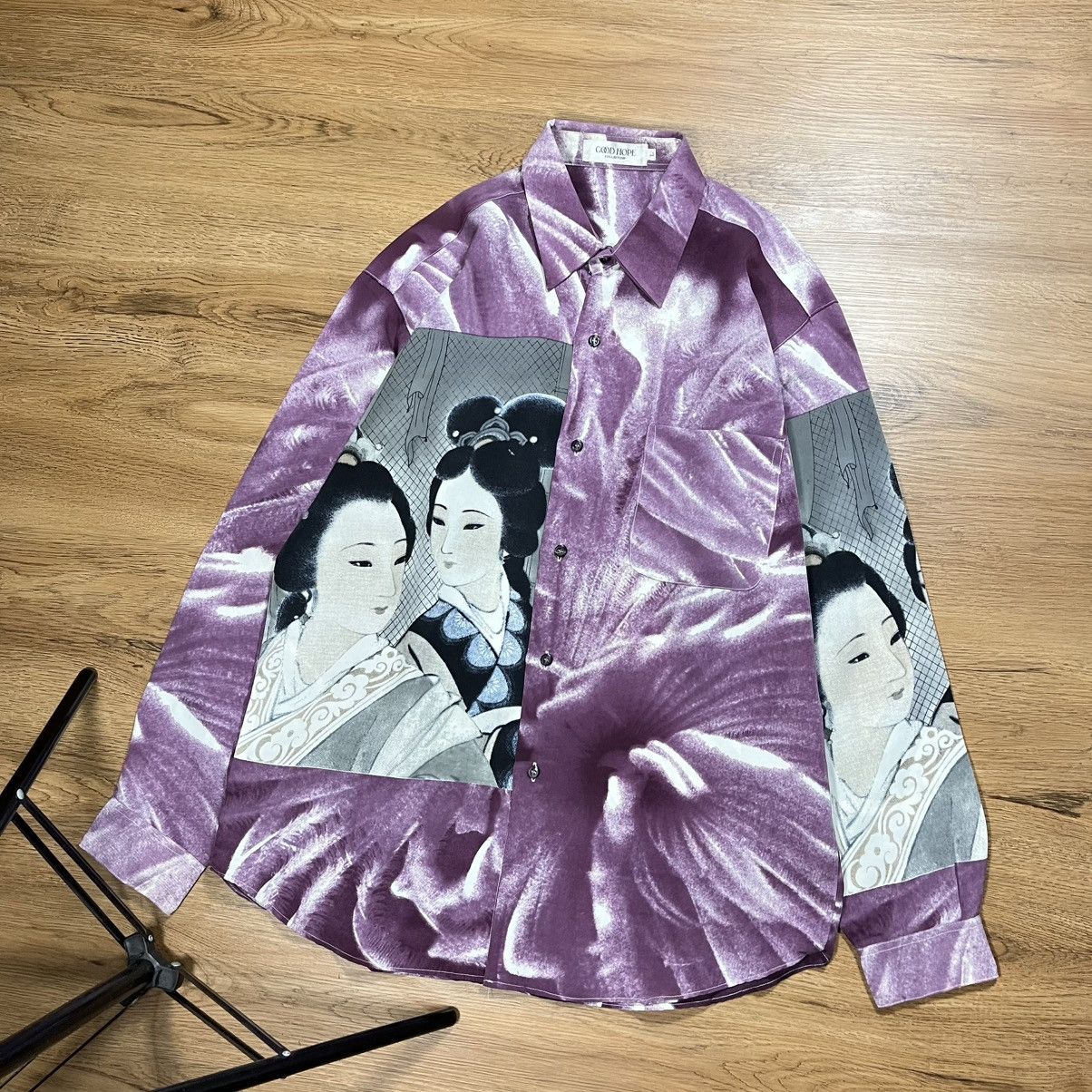 Japanese Brand × Vintage Vtg japanese brand geisha print shirt Size US M / EU 48-50 / 2 - 1 Thumbnail