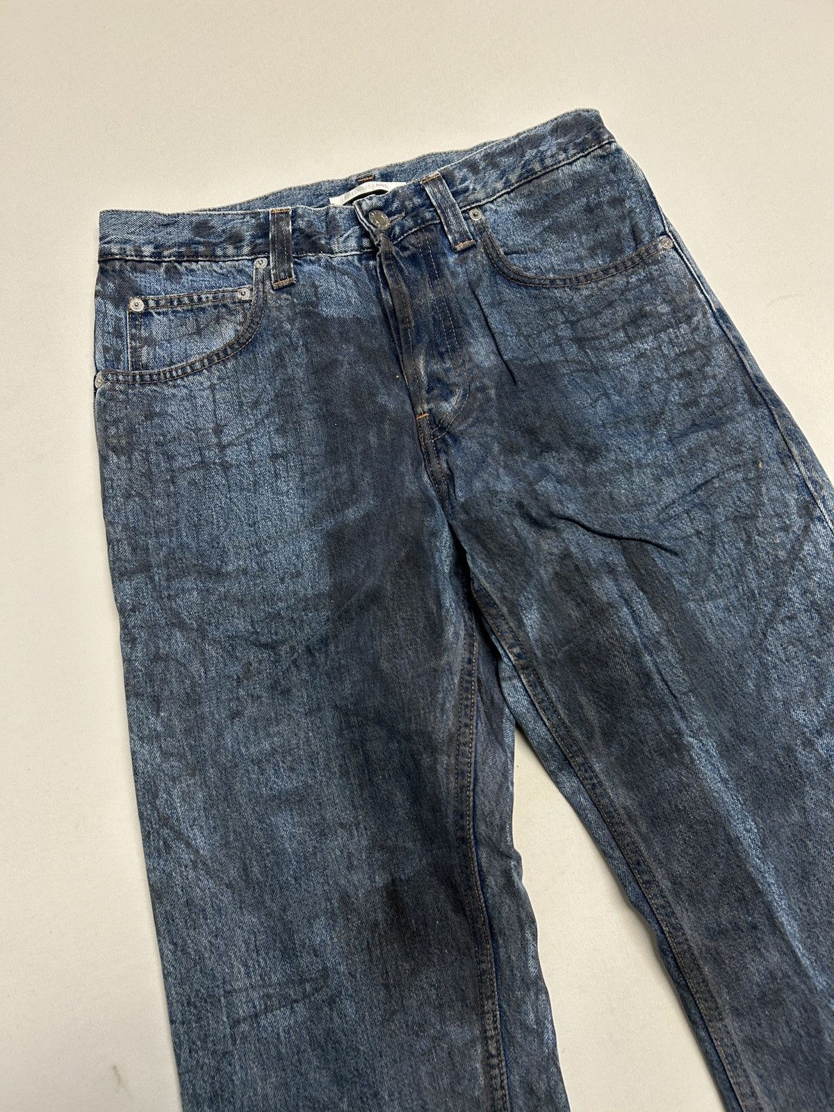 Helmut Lang SS2018 Distressed Marble Wash Denim Size US 29 - 3 Thumbnail