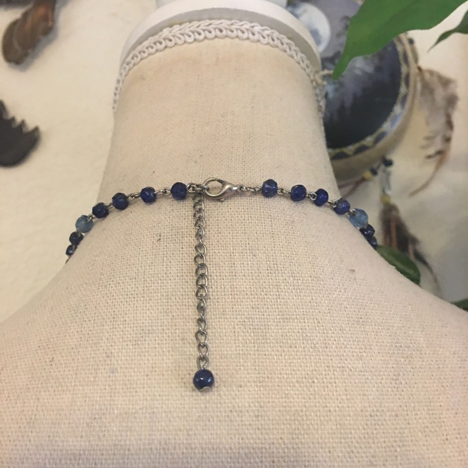 Jewelry Blue glass medallion beaded chain necklace Size ONE SIZE - 6 Thumbnail