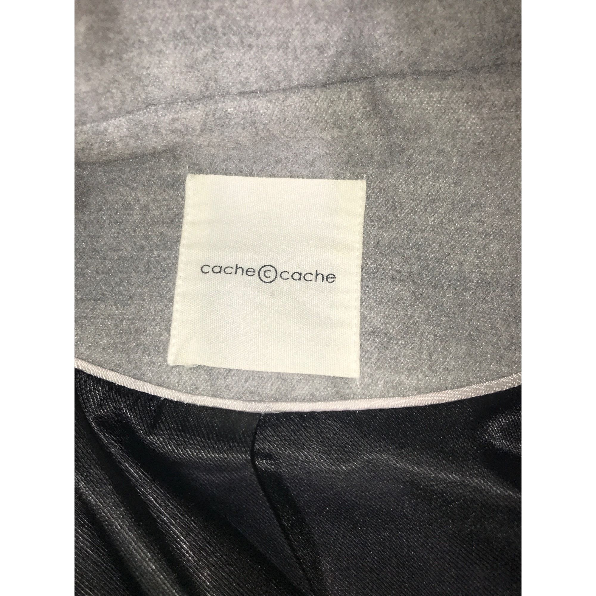 Designer Cache Cache Womens Gray Polyester Faux Fur Trim Hooded Coat Size M / US 6-8 / IT 42-44 - 3 Thumbnail