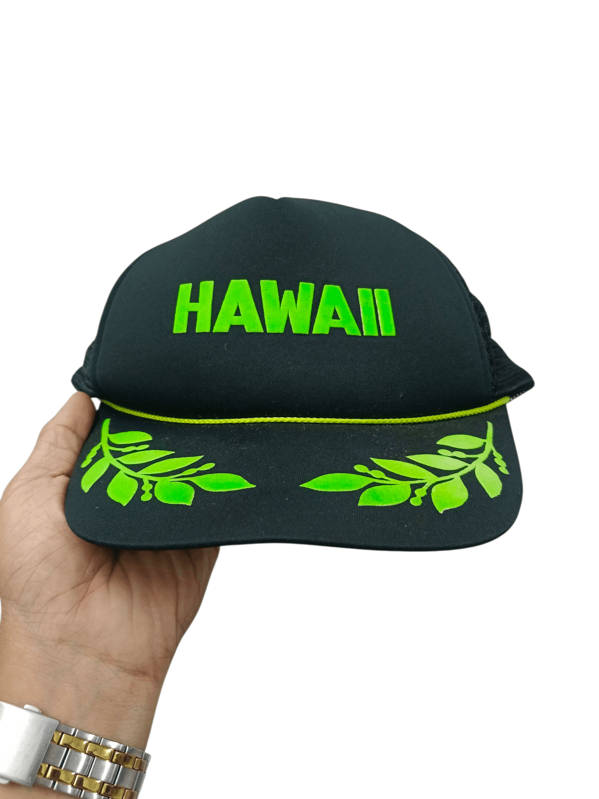 Vintage Vintage 80s Hawaii Leaf Snapback Trucker Hat Neon Size ONE SIZE - 1 Thumbnail