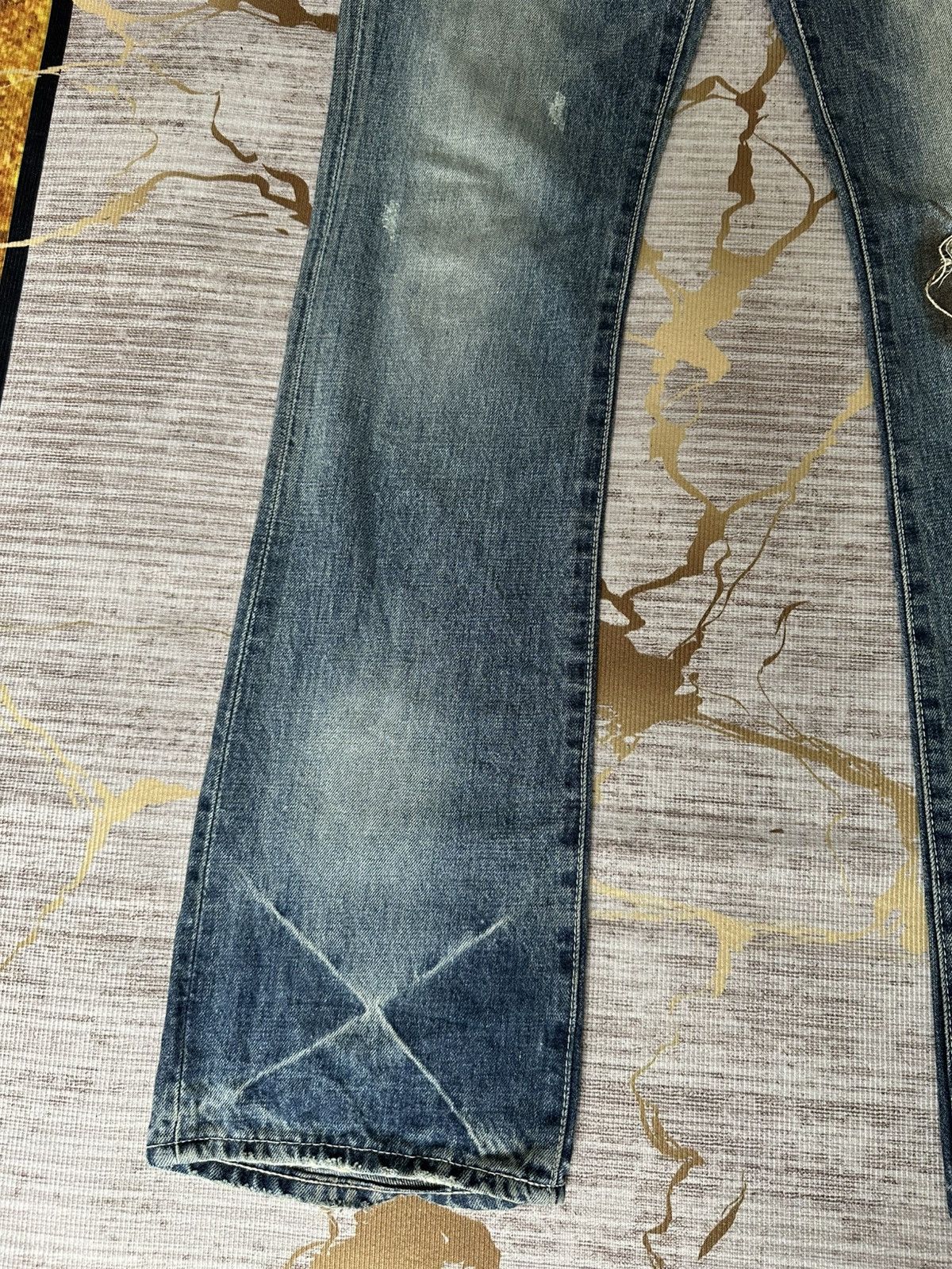 CIVARIZE FLARE Cavari A Studded Pocket Claw Marks Distressed Denim Size US 32 / EU 48 - 6 Thumbnail