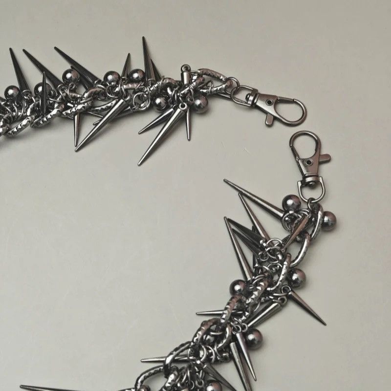 Jewelry Black Gun Plated Rivet Metal Pants Chain Size ONE SIZE - 4 Thumbnail