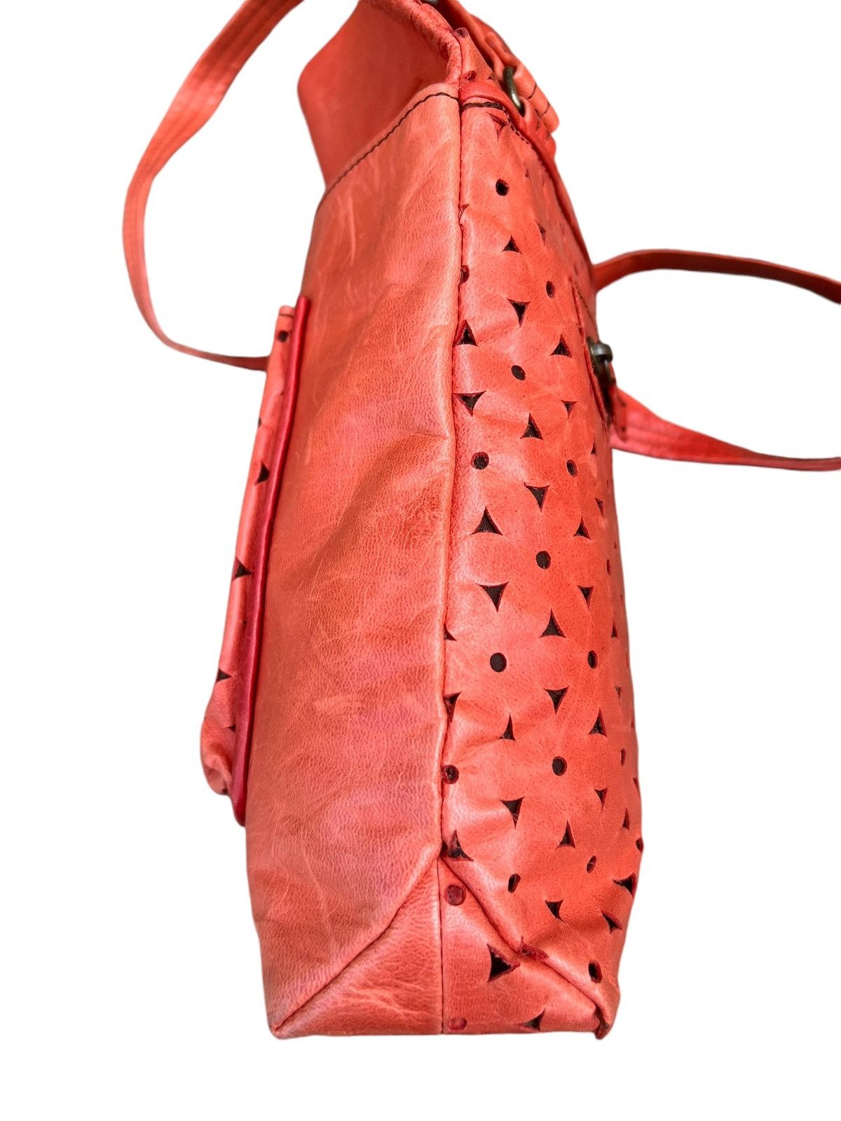 Leather VTG Produced by KOU Japan Fade Patina Punched Leather Bag Size ONE SIZE - 14 Thumbnail