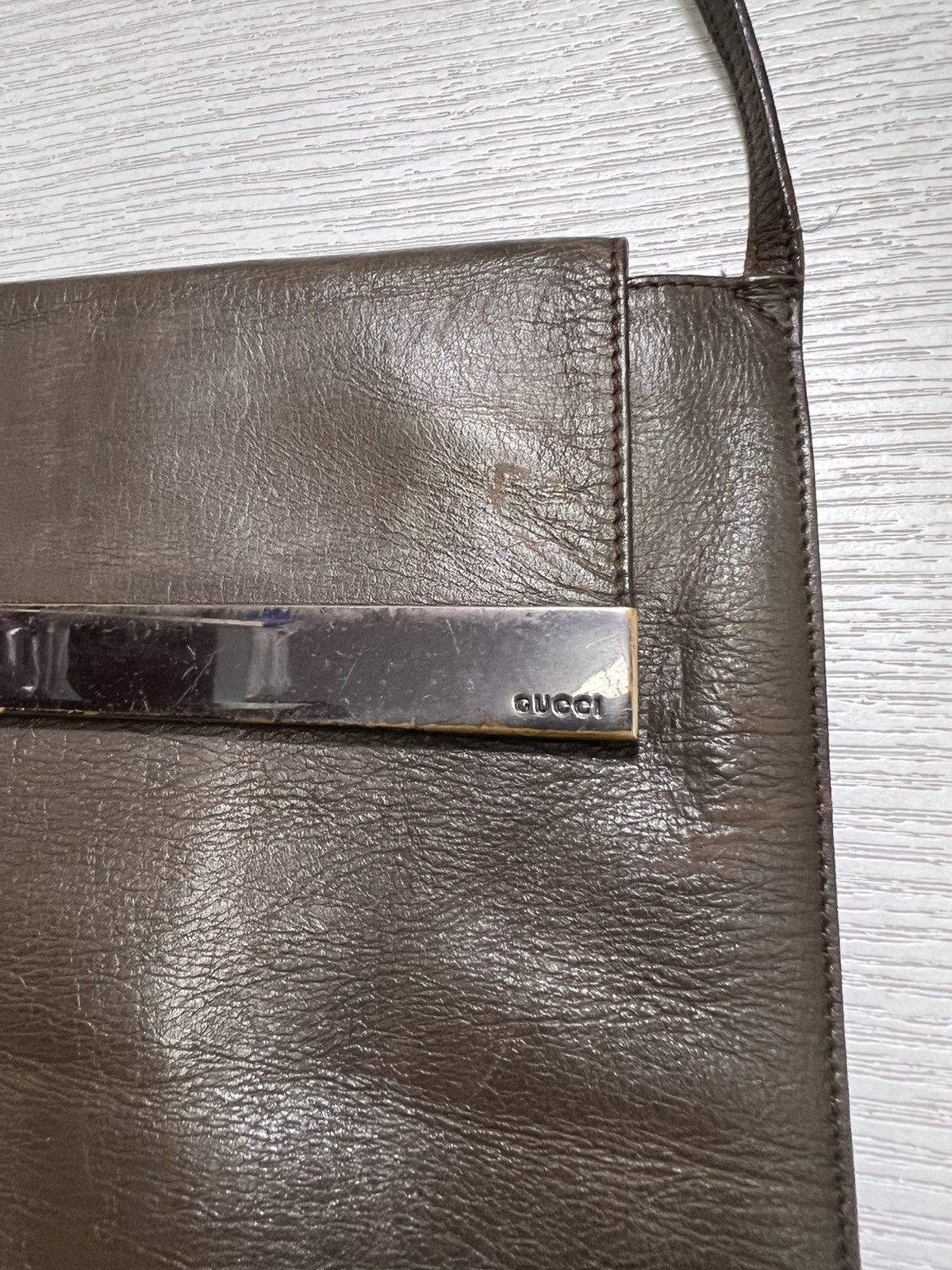 Gucci Gucci - Tom Ford - Brown Leather Shoulder Bag Size ONE SIZE - 10 Thumbnail
