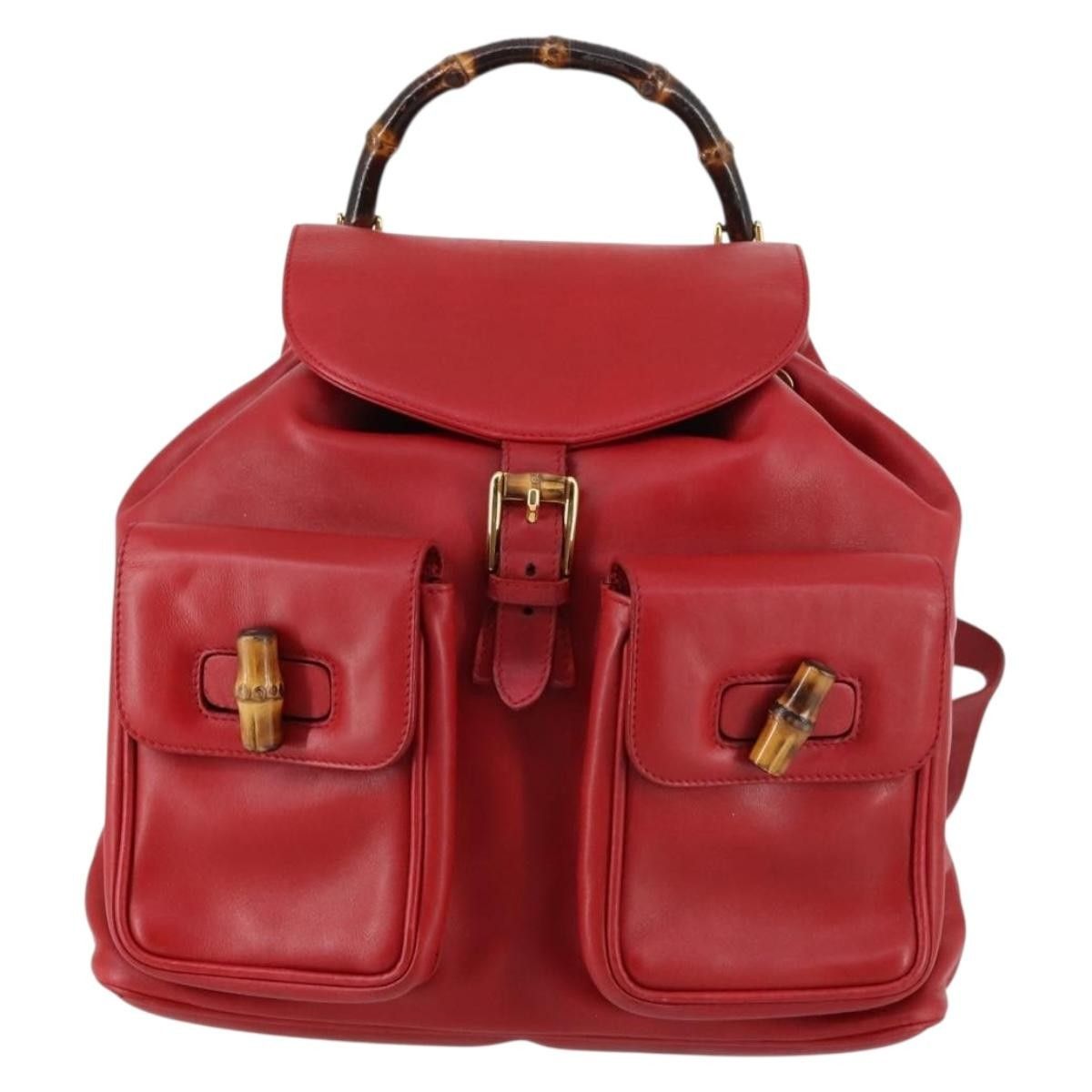 Gucci Gucci Vintage Bamboo Backpack Leather Size ONE SIZE - 1 Thumbnail