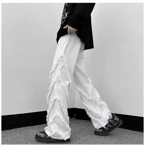 VIBE Men Solid Ragged Edge Straight Jeans Size US 32 / EU 48 - 3 Thumbnail