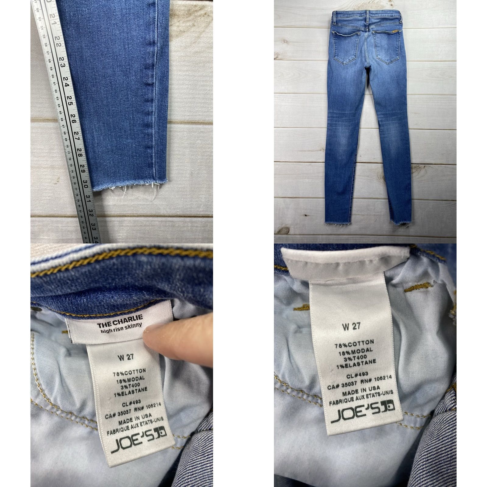 Vintage Joe's Jeans The Charlie High Rise Skinny Ankle Womens 27 Stretch Denim Blue Slim Jeans 30.5 Inseam Size 27" / US 4 / IT 40 - 8 Thumbnail