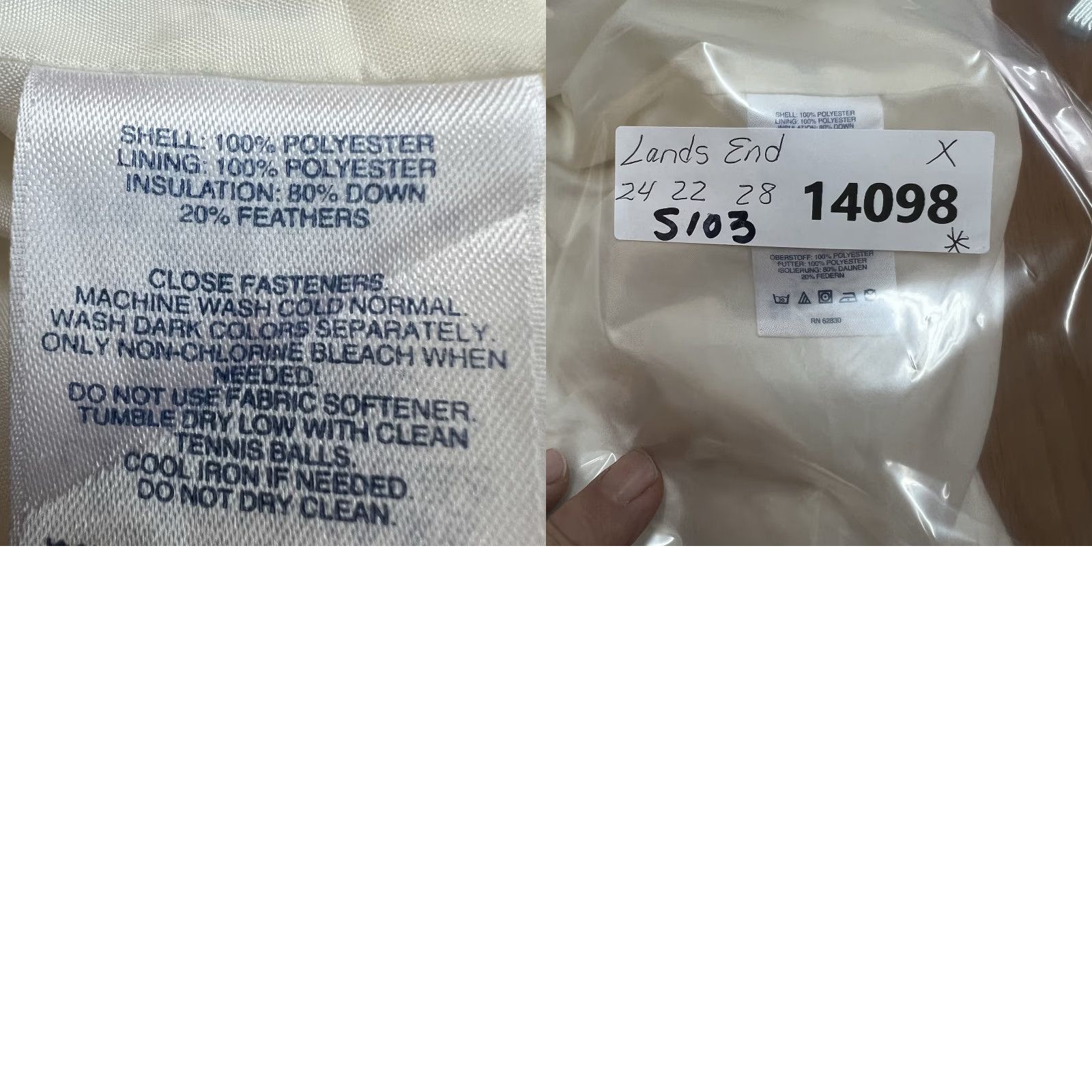 Lands' End Lands End Jacket Womens Size 14/16 Ivory Light Weight Down Size XXL / US 16-18 / IT 52-54 - 8 Thumbnail