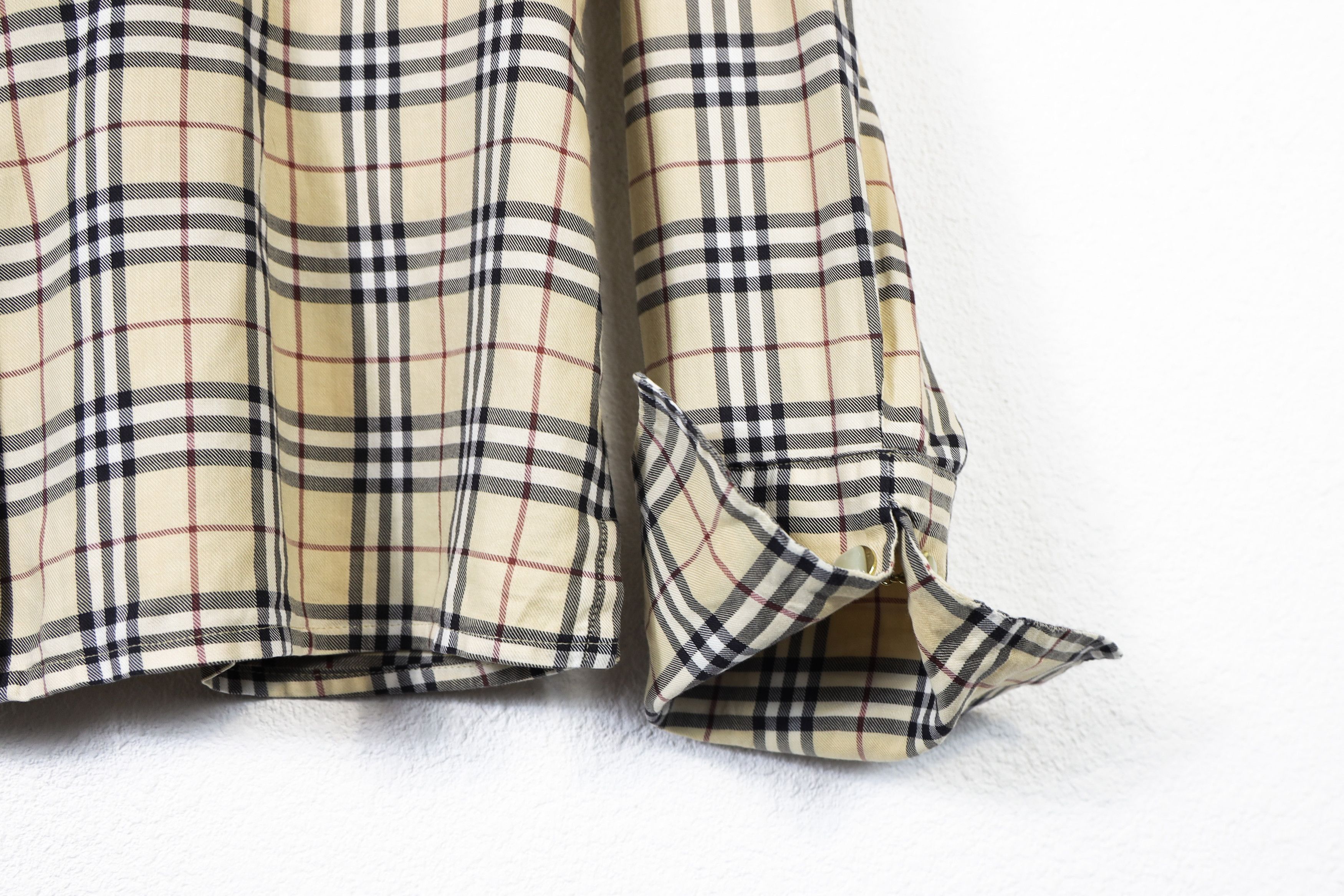 Burberry × Vintage Womens Burberry Vintage Beige Nova Check Cufflinks Shirt Size L / US 10 / IT 46 - 6 Thumbnail