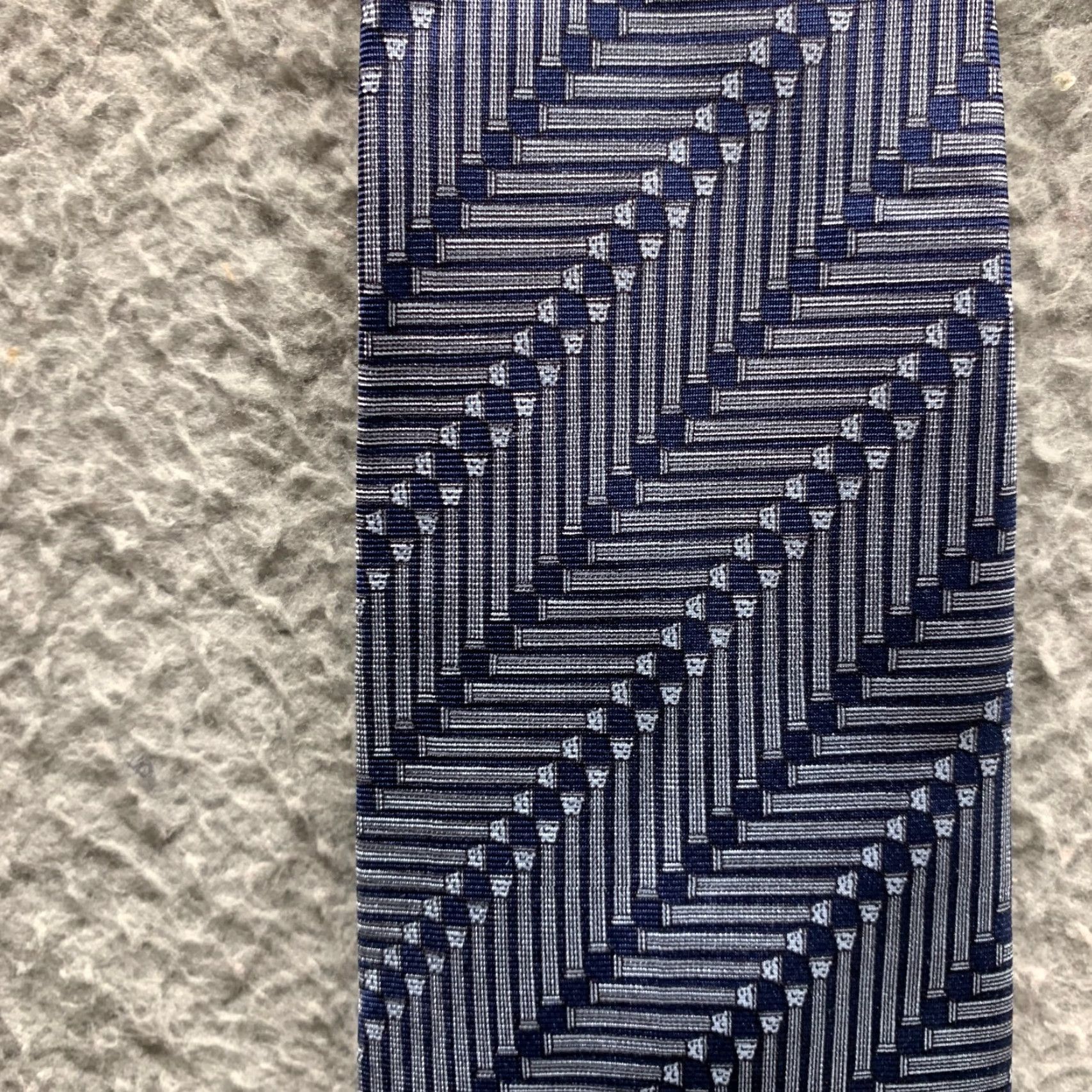 Vintage Vintage Diamond Tie Blue Striped Mens 3.5 Inch Silk Necktie Classic 57"-60" One Size Blue Mens Silk Tie Size ONE SIZE - 2 Thumbnail