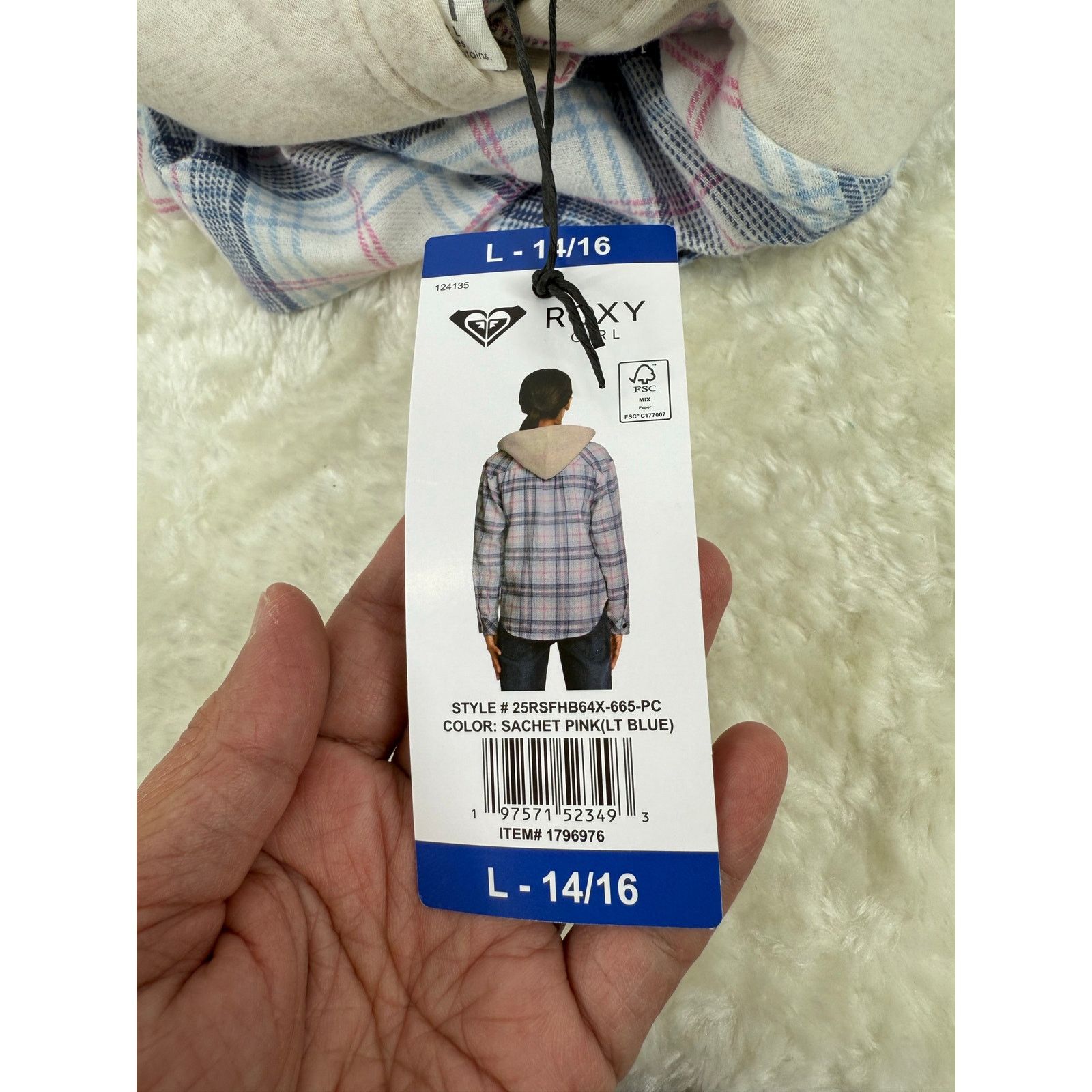 Other NEW Roxy Girl Lightweight Flannel Shirt Jacket Hoodie Large Size US L / EU 52-54 / 3 - 11 Thumbnail