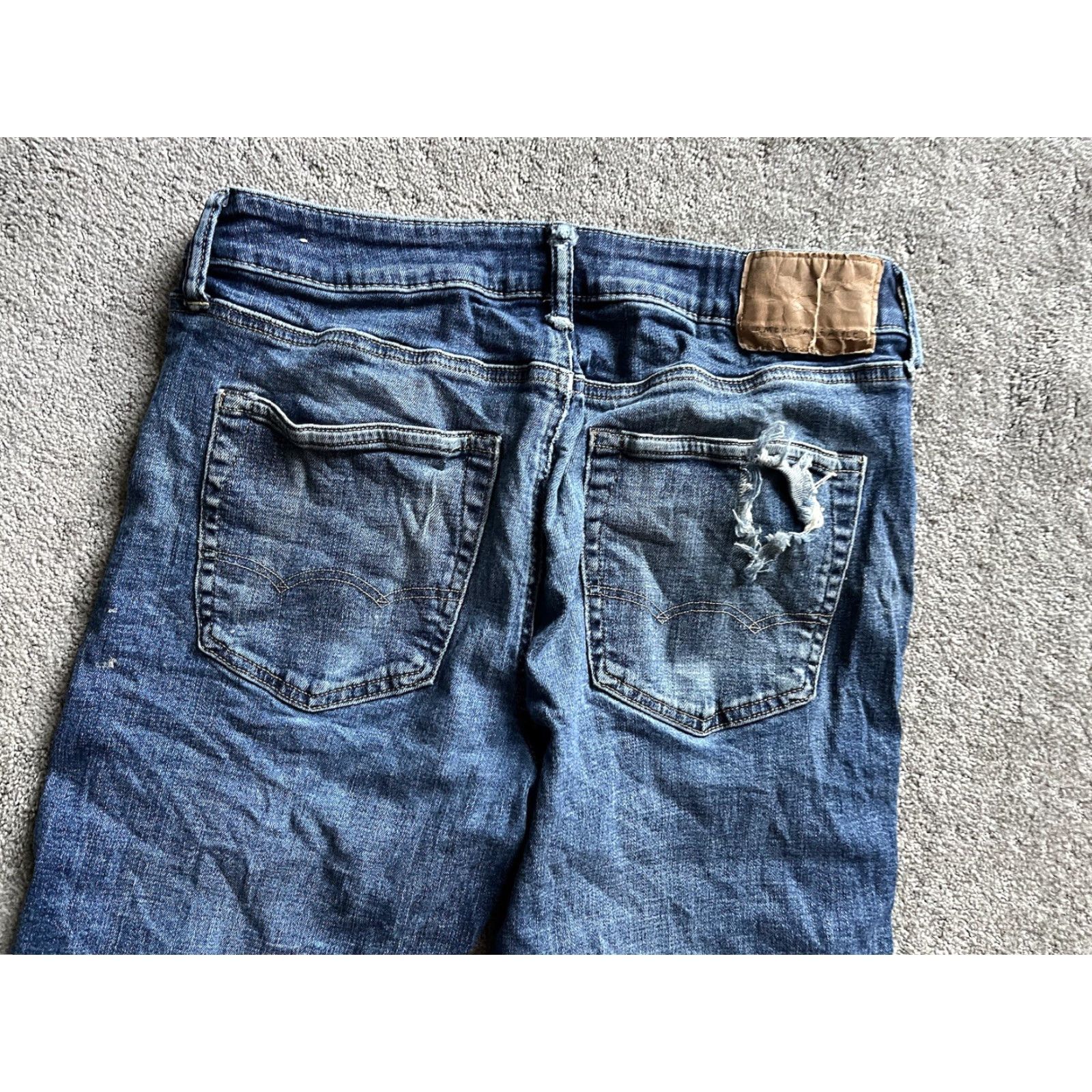 American Eagle Outfitters American Eagle Original Bootcut Jeans Men's W32 x L34 Blue Airflex+ Distressed Size US 32 / EU 48 - 2 Thumbnail