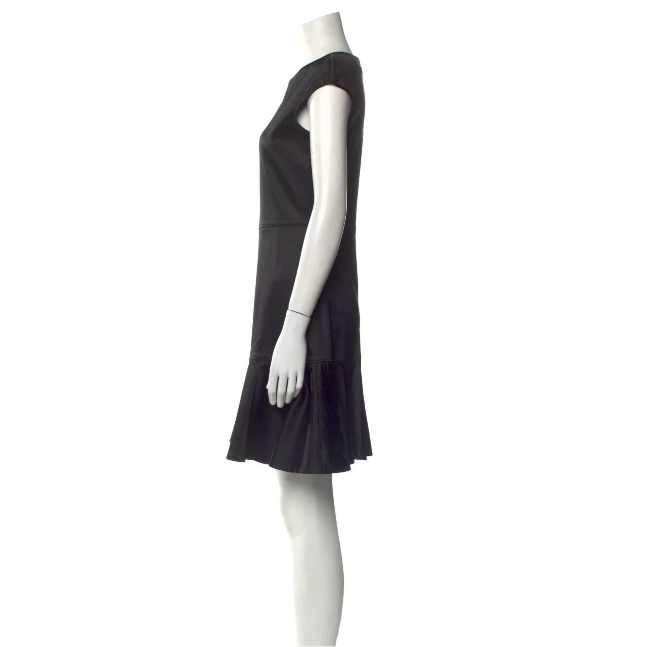 Theory Essential Flare A-Line Dress Black Satin Mini Dress 6