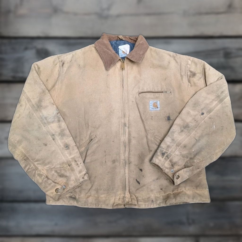 Carhartt VINTAGE Carhartt Jacket Chore Canvas Detroit 1980s 48 Beige Long Sleeve USA Regular Sized 52 Chest Thrashed Winner by Search Terms Size US M / EU 48-50 / 2 - 1 Thumbnail