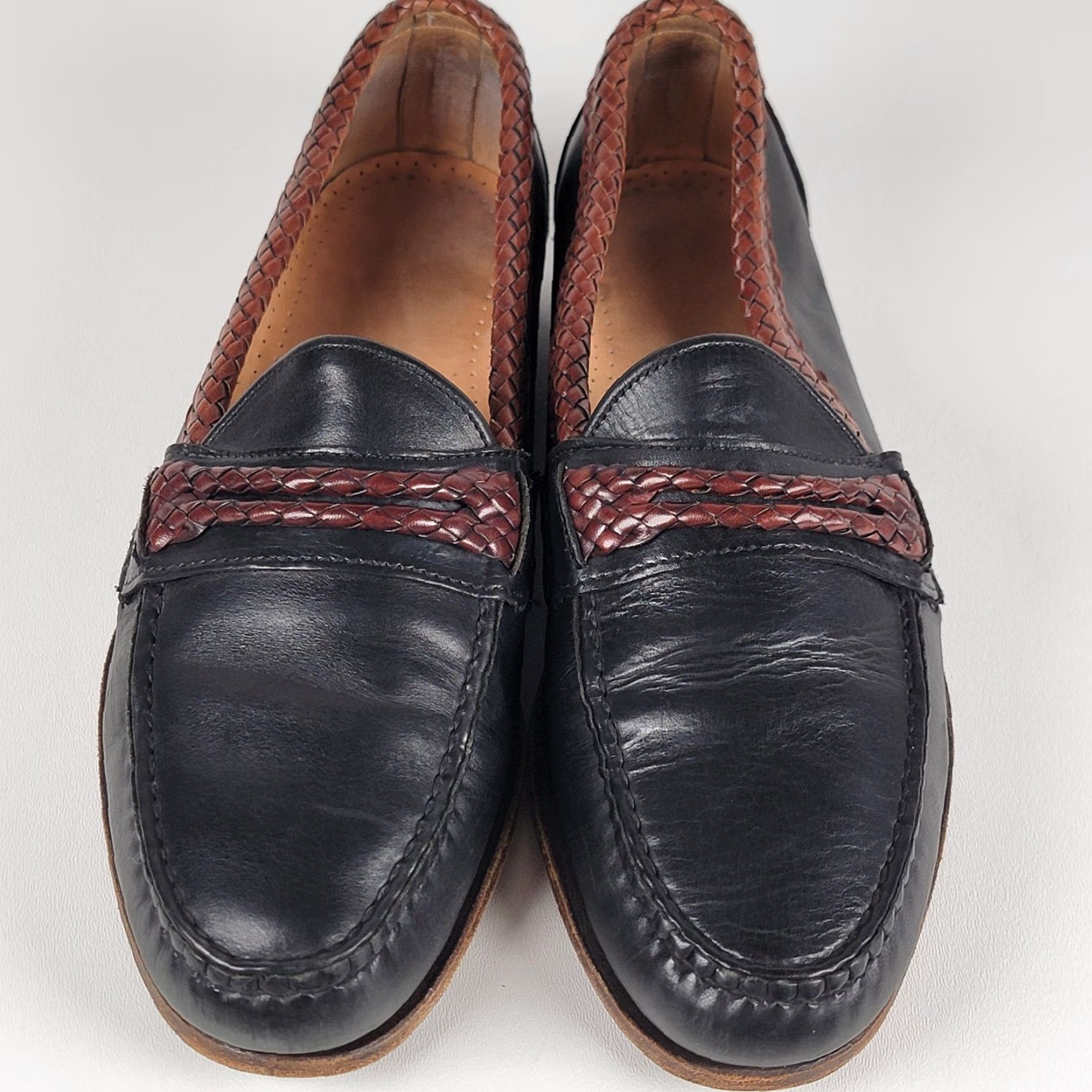 Allen Edmonds Allen Edmonds Newcomb Loafers Black Brown Woven Trim 11 D USA Made Size US 11 / EU 44 - 2 Thumbnail