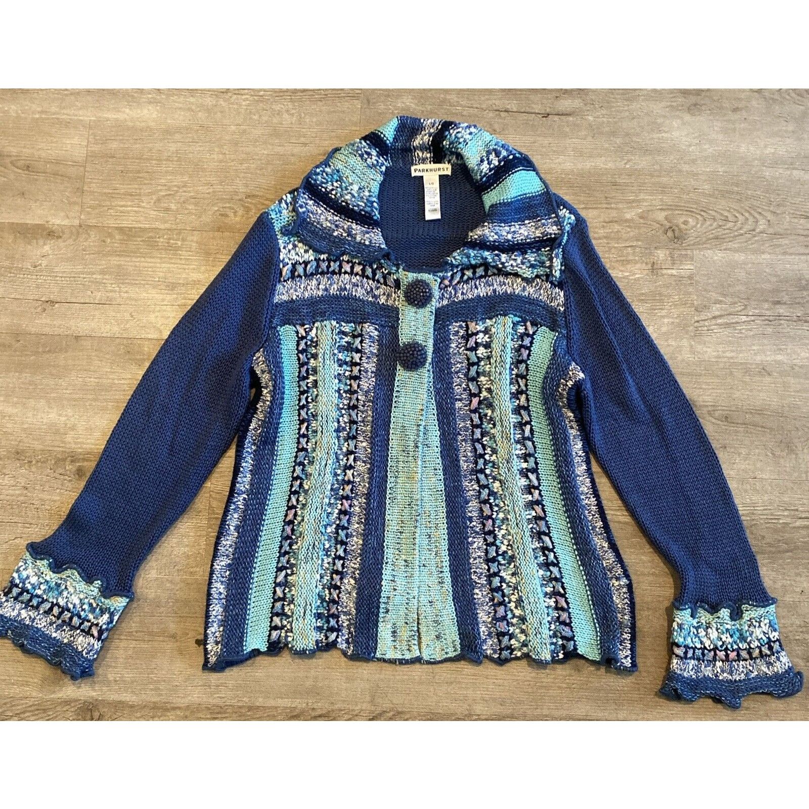 Parkhurst Vtg Parkhurst Decorative Cardigan Sweater Cotton -LG Size L / US 10 / IT 46 - 1 Thumbnail